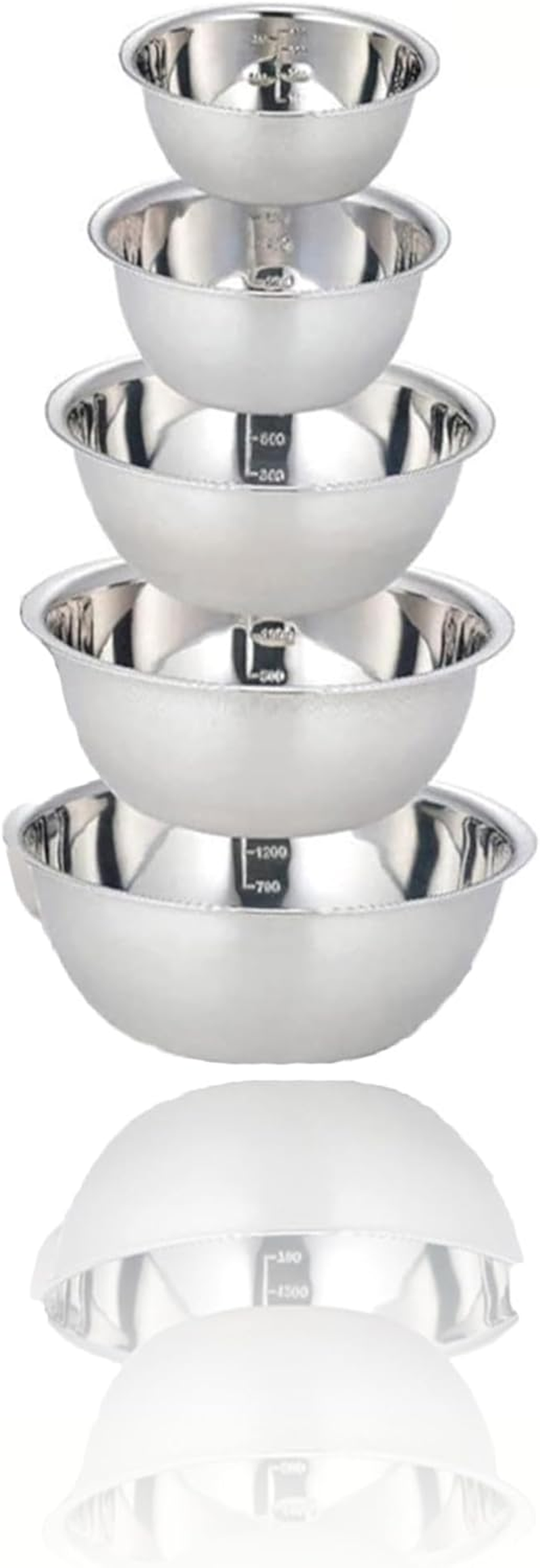 5-Piece Stainless Steel Mixing Bowl Set, Premium Nesting Design for Space-Saving Storage, Easy-Grip Handles, for Cooking, Baking, and Food Prep, Durable Metal Bowls image number 2
