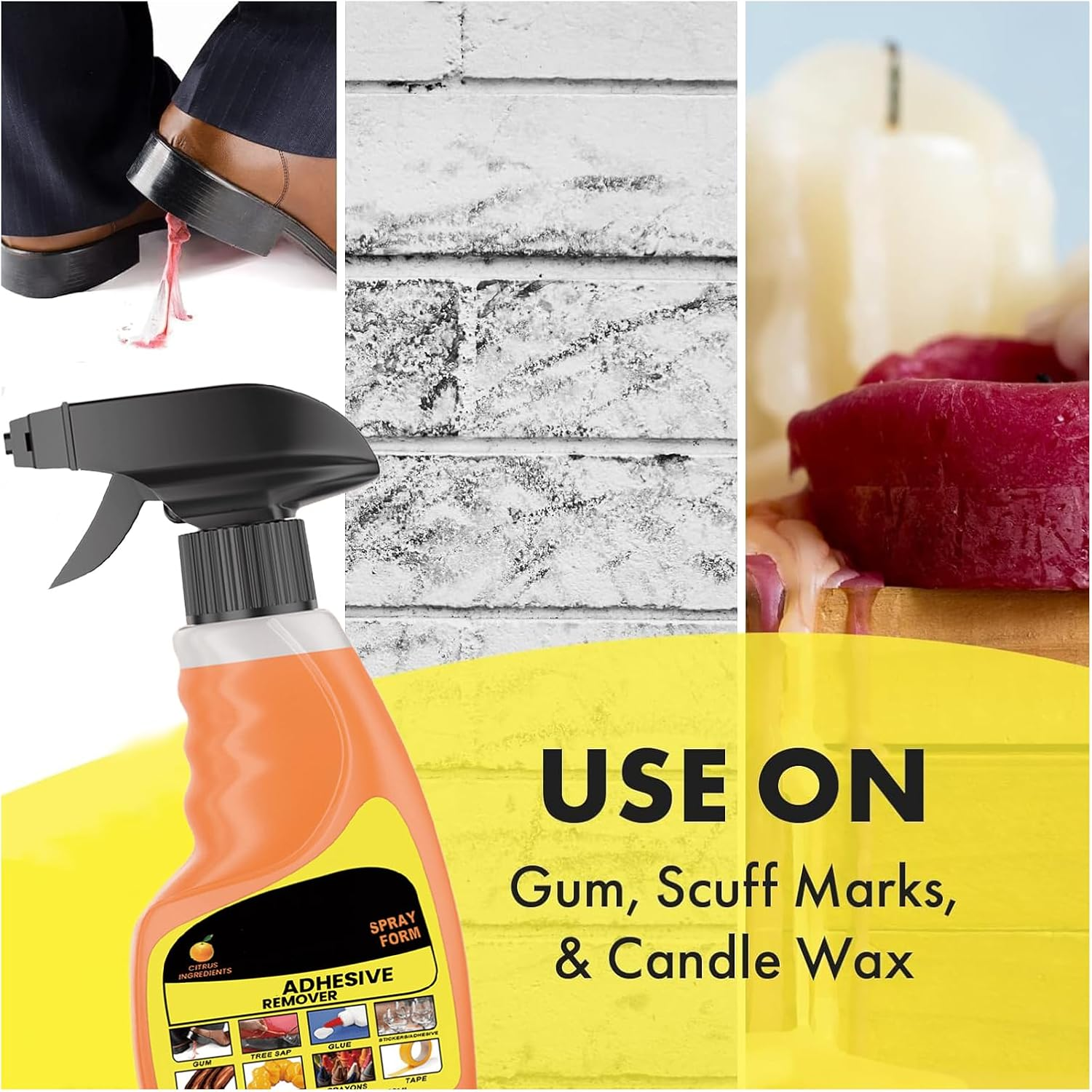 Adhesive Remover Spray Gel, Removes Chewing Gum, Grease, Tar, Stickers, Labels, Tape Residue, Oil, Blood, Lipstick, Mascara, 120Ml with Sticker Lifter image number 3