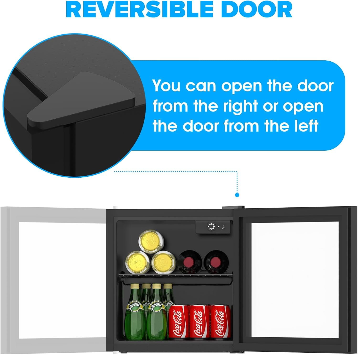 Advwin 36L Mini Bar Fridge Glass Door Mini Refrigerator Black image number 6