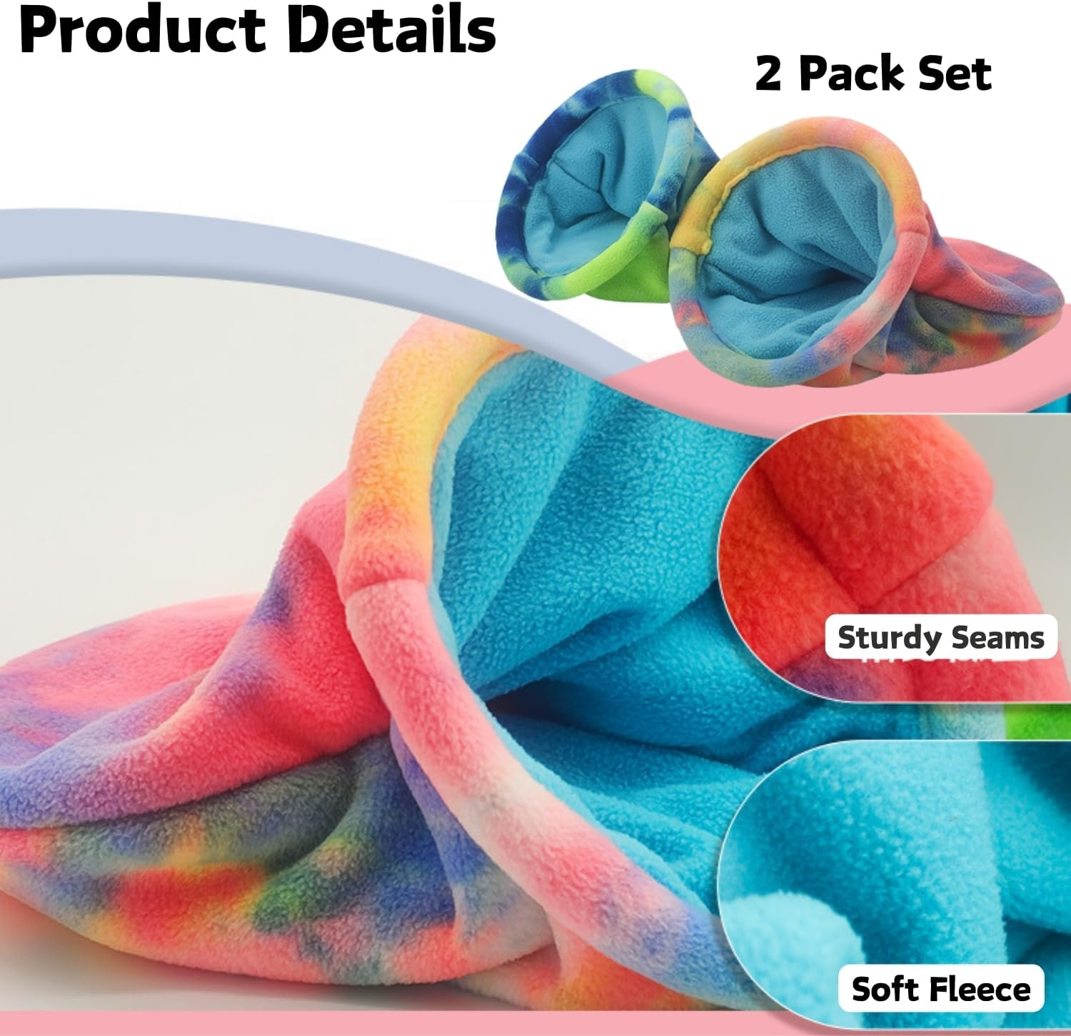 2 Pack Guinea Pig Snuggle Sack Soft Fleece Large Hideout Ferret Cozy Cave Hamster Sleeping Bag Small Animal Bed for Rabbit Bunny Chinchillas Rat Squirrel Hedgehog Cage Accessories (2 Pack, Large) image number 4