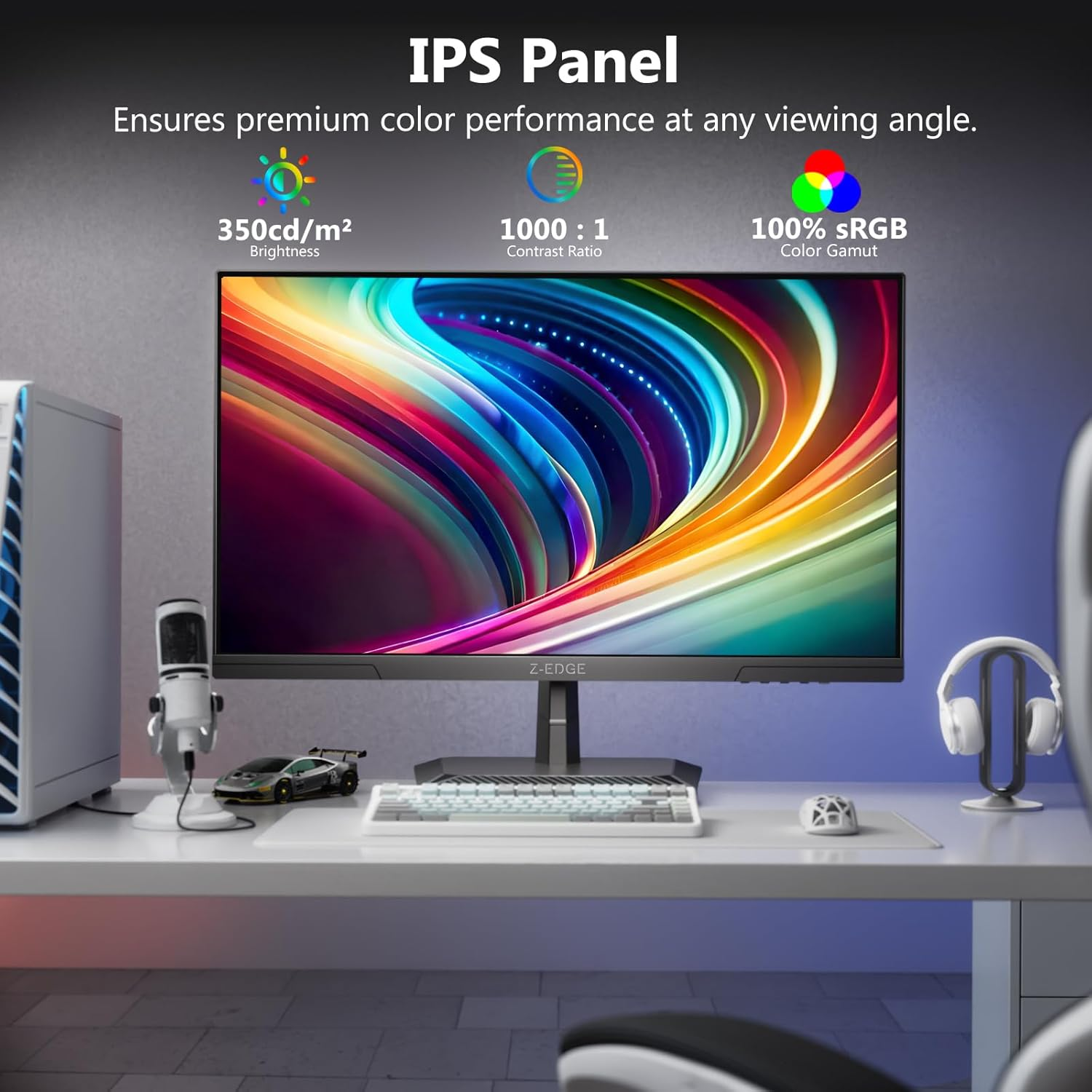 Z-Edge 25 Inch (24.5'') Gaming Monitor 240Hz, IPS Panel, 1Ms MPRT Full HD, Ultra-Thin Bezel, Freesync, HDMI2.0 & Displayport1.4, VESA Mountable, Black, VESA 100X100Mm (HDMI Cable Included)