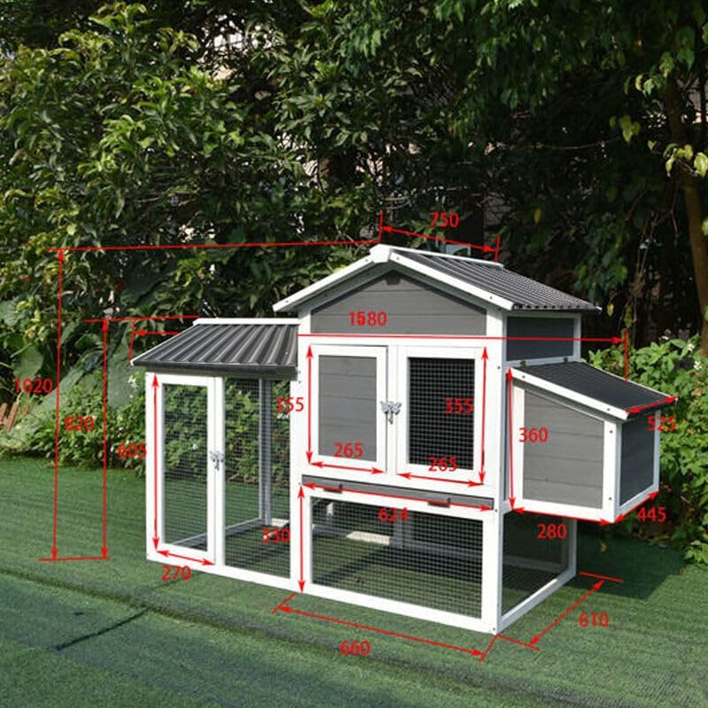 Pawhub Extra Large Wooden Chicken Coop Rabbit Hutch Hatch Box with Run