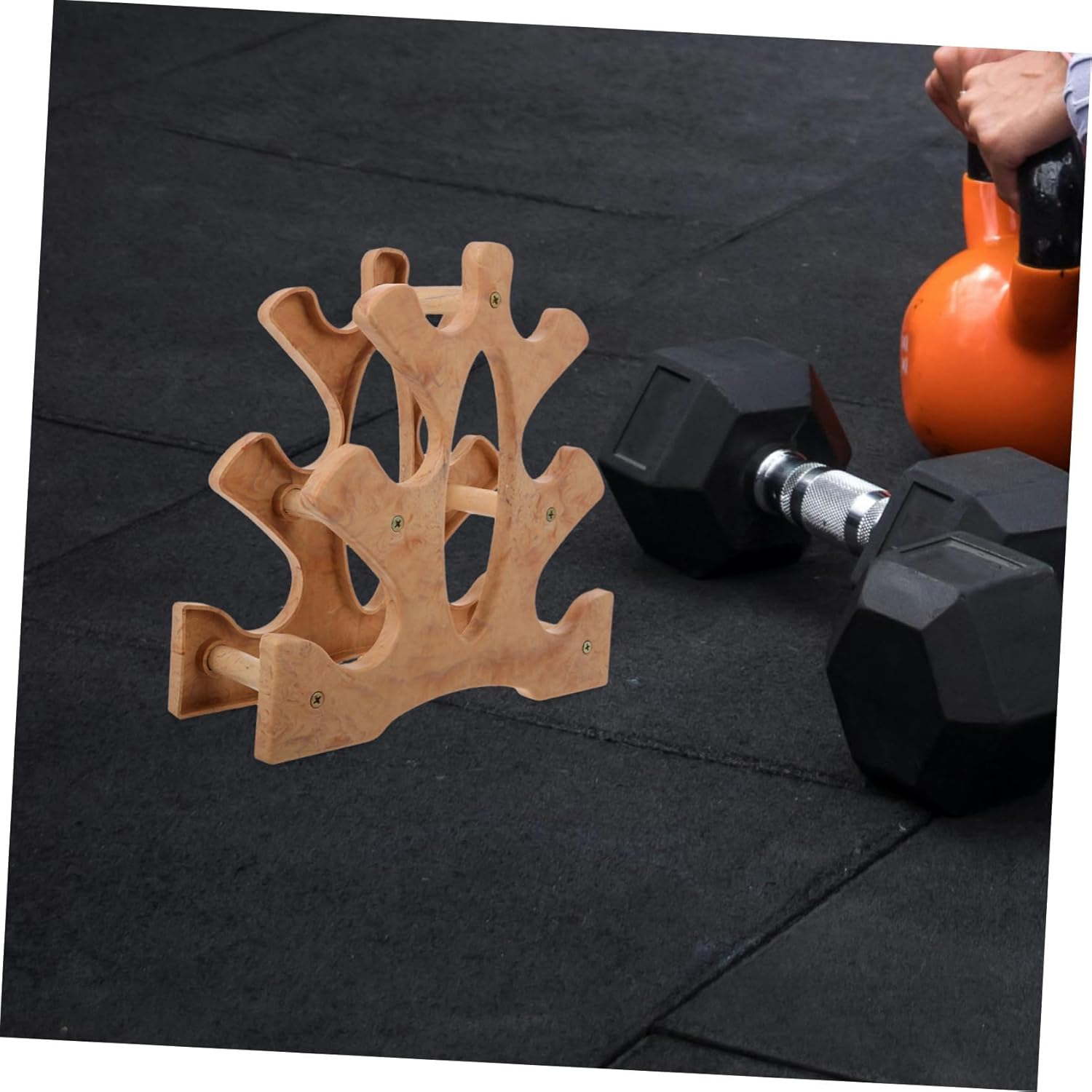 HONITANO Dumbbell Rack Stand Wall-Mount Weight Holder Bracket for Home Storage for Various Dumbbell Easy Assembly and Portable Fitness Equipment Organizer in Khaki image number 2