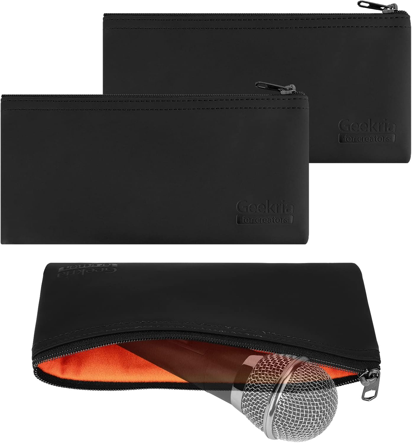 Geekria for Creators Microphone Zippered Pouch 3 Pack Compatible with Audio-Technica AT2005USB, Atr2100X-Usb, AT2010, Shure SM57, SM58, SM48, BETA 57A, AKG D5 Travel Protective Bag (Size S) image number 4