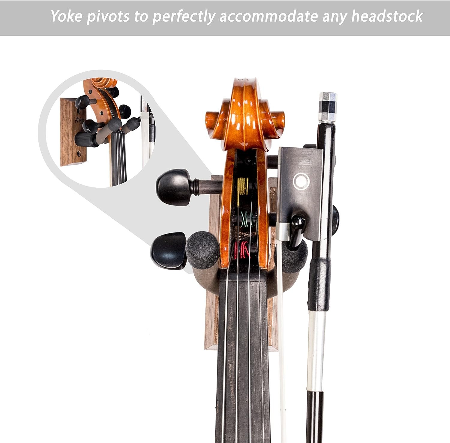 String Swing CC01V-BW Hardwood Home & Studio Wall Mount Violin Hanger - Black Walnut image number 5