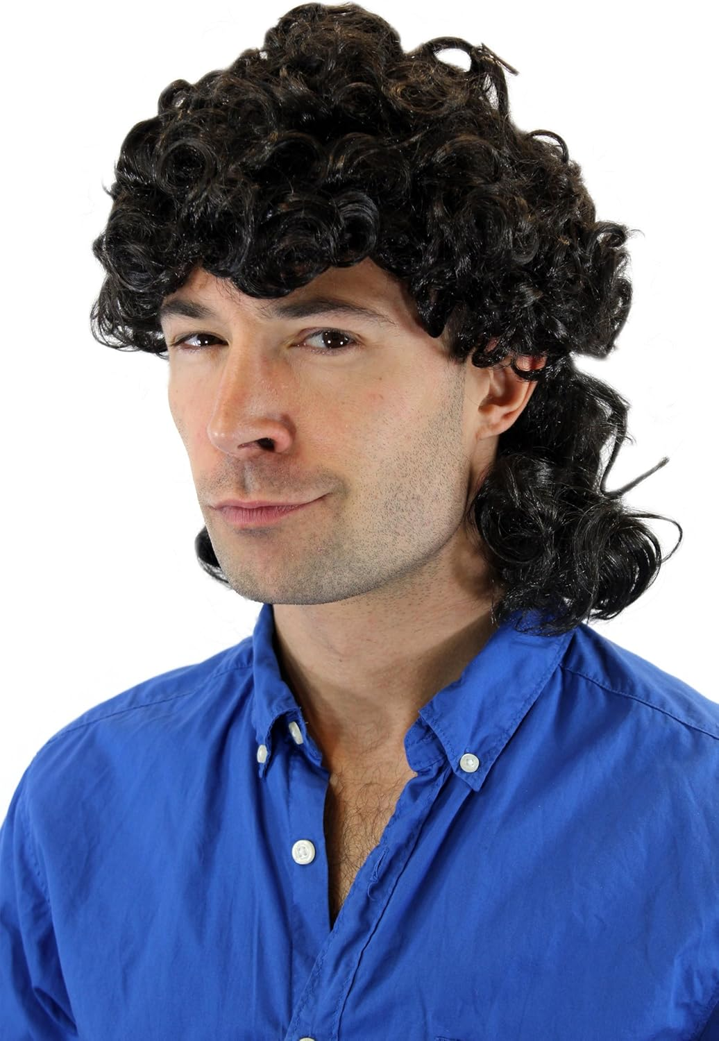 WIG ME up - 3751-P1 Carnival Halloween Wig Men'S Wig Black Strong Curly Manta Proll Vokuhila Mullet image number 2