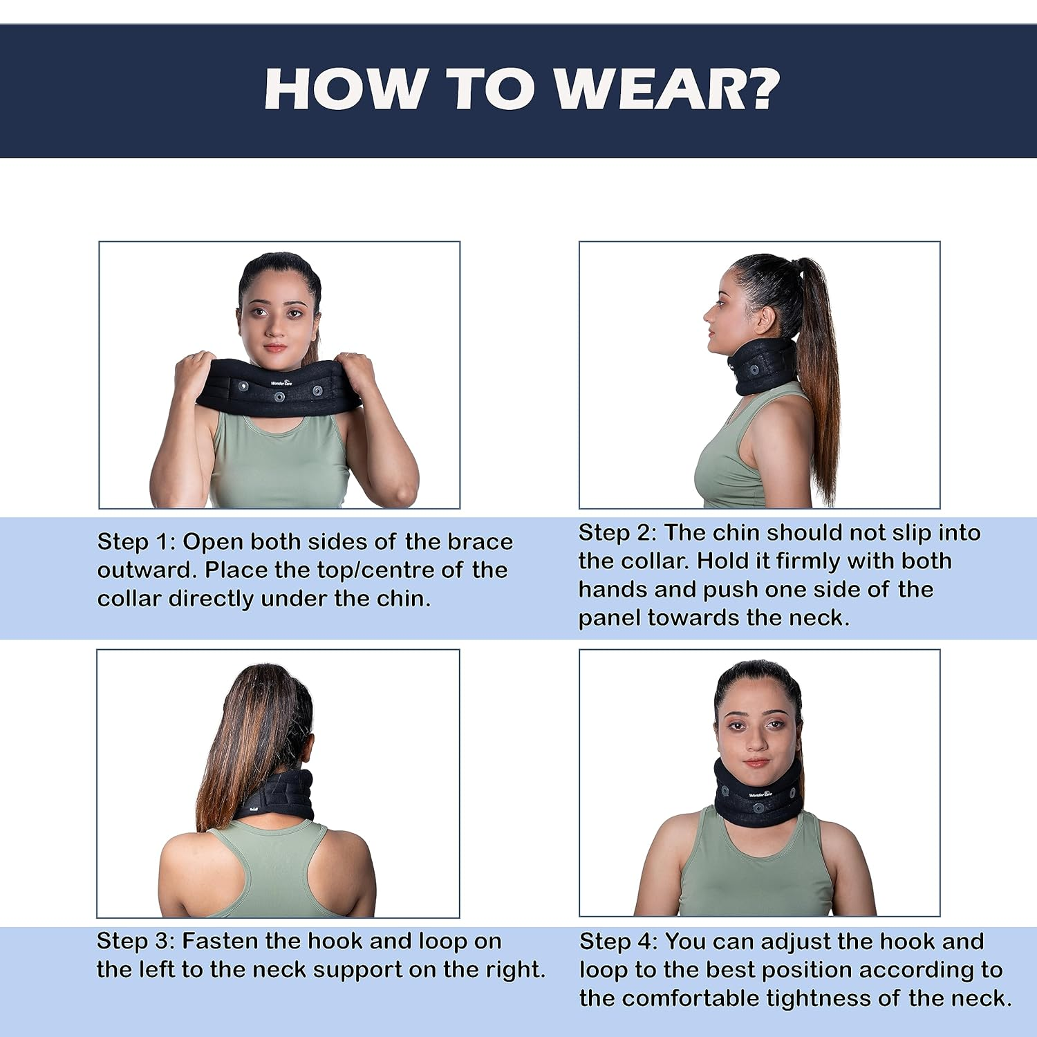 WC Soft Adjustable Neck Support Cervical Collar for Neck Pain and Support for Women & Men Black XL 3.5" image number 6