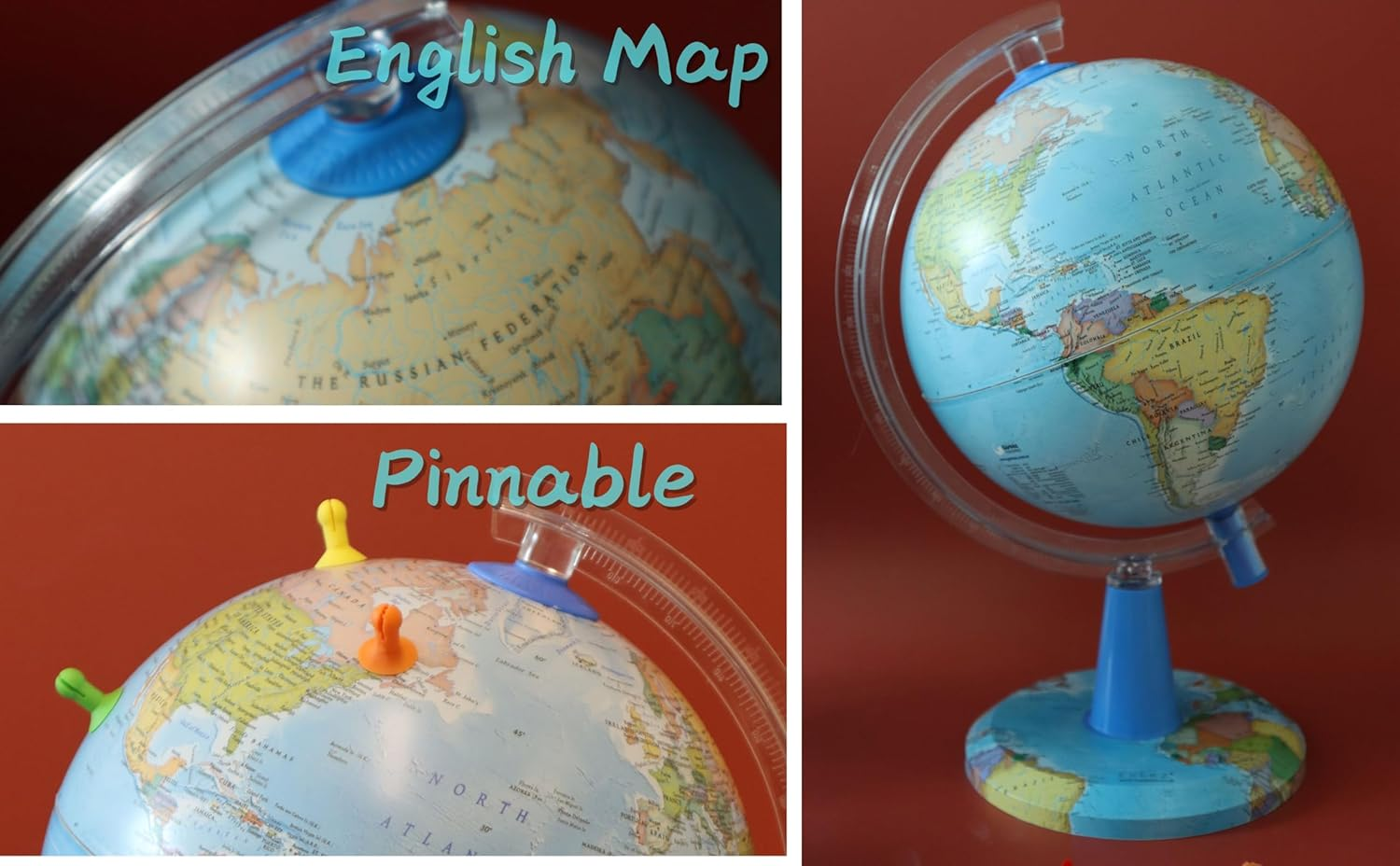 30Cm Illuminated Globe - English Map - Modern Political World Globe - Educational/Geographic/Desktop Decoration image number 1