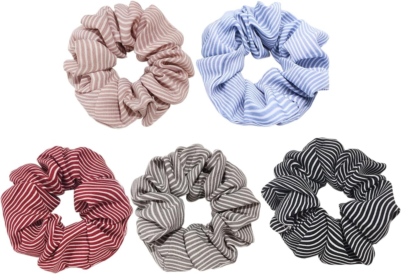 Pack of 5 Striped Hair Rings, Elastic Hair Rings, Women'S Hair Accessories, Hairstyle Tools, Simple and Versatile Hair Accessories. image number 4
