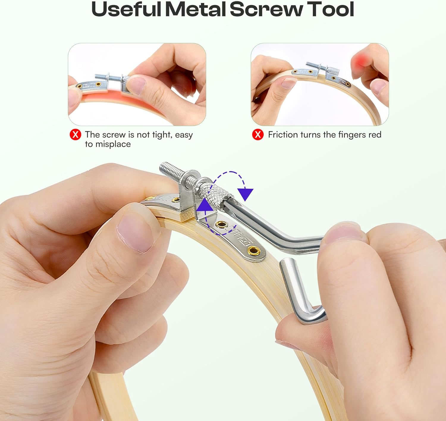 Caydo 6 Pieces 6 Inch Embroidery Hoop with Metal Screw, round Embroidery Hoops Set, Bamboo Cross Stitch Hoop Ring, Embroidery Frames for Art Craft Sewing, Home Ornaments