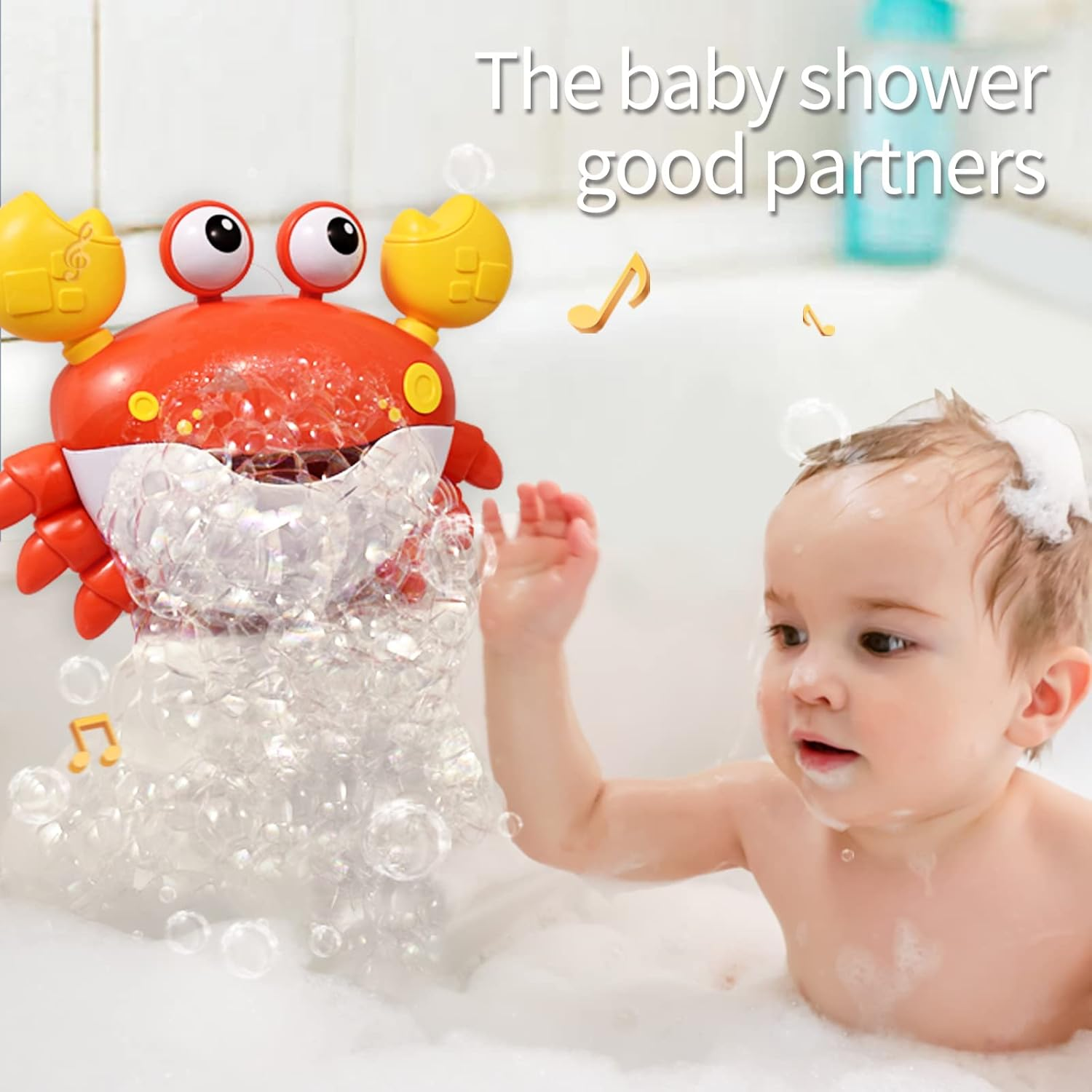 Jovow Crab Bubble Bath Maker for the Bathtub,Blows Bubbles and Plays 12 Children&rsquo;S Songs,Sing-Along Bath Bubble Machine Baby, Toddler Kids Bath Toys Makes Great Gifts for 3 Years Girl Boy