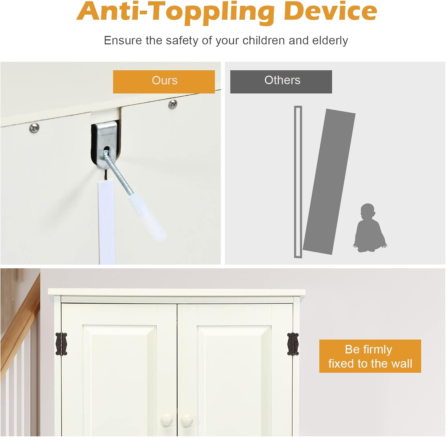 Giantex Sideboard Buffet Storage Cabinet, Antique Low Floor Cabinet, Pantry Cabinet Wooden Cupboard Organizer W/Adjustable Shelf & Anti-Tilt Design, for Living Room Bedroom Bathroom image number 1