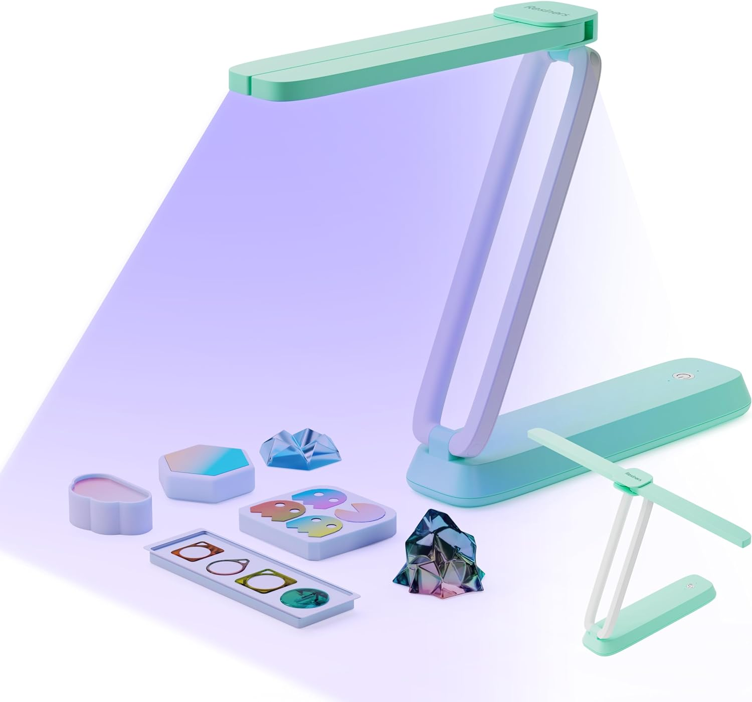 Resiners UV Light for Resin Curing, UV Resin Light, Wireless & Rechargeable UV Lamp, 3-In-1 Uses, Foldable Blacklight Ultraviolet LED, Craft Supplies Tools for Resin Molds, Jewelry Making, Mint Green