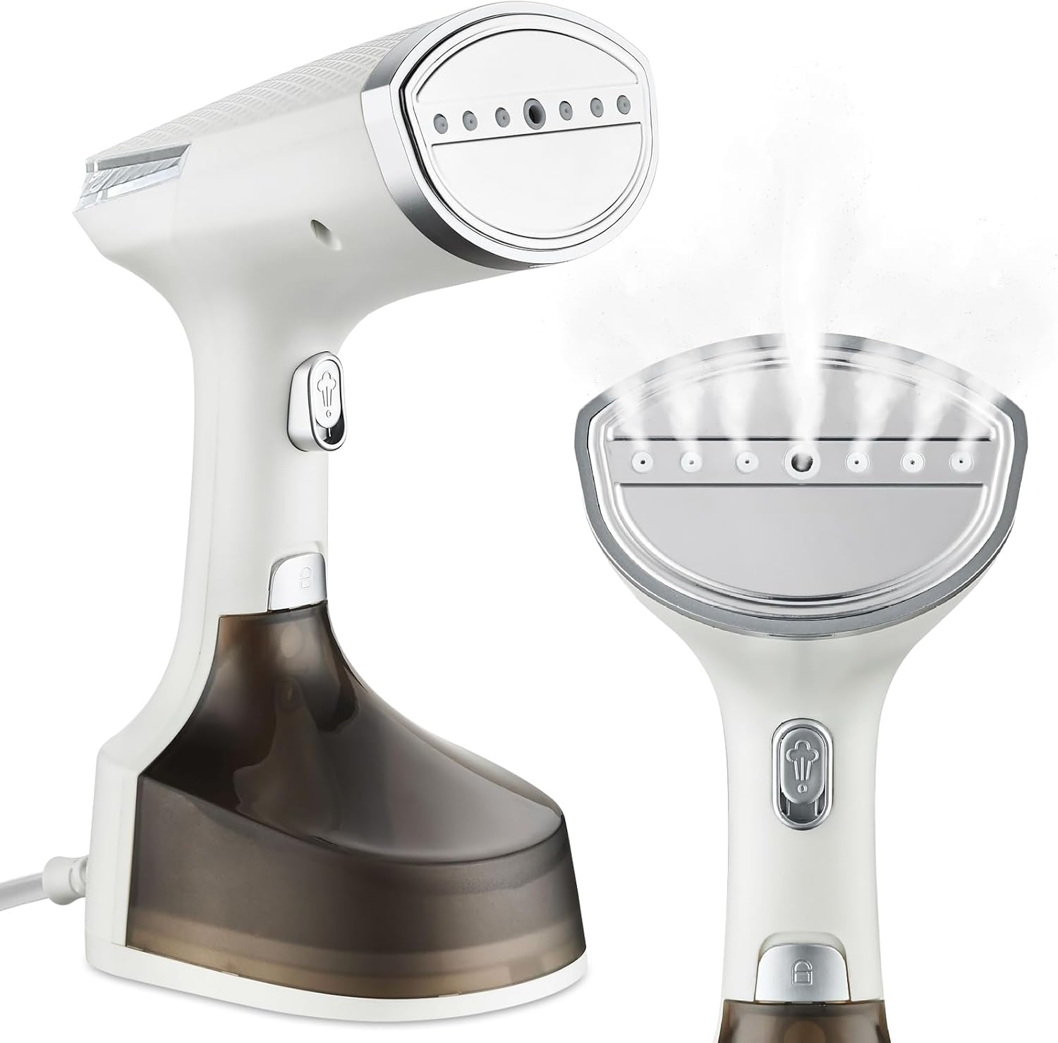 Handheld Garment Steamer Iron for Clothes, 1500W Fast Heat up Portable Travel Clothing Steamer Fabric Wrinkles Remover with 300Ml Water Tank for Curtain Bed, Strong Steam (White 2) image number 4