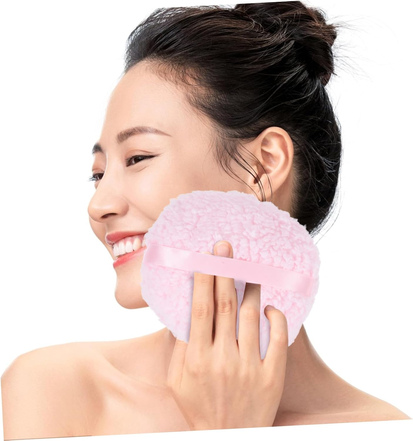 MOKKHNB Large Fluffy Body Powder Puff Dusting Puff for Face and Body Gentle Application Efficient Dust Removal for Women Stylish Pink Design image number 6