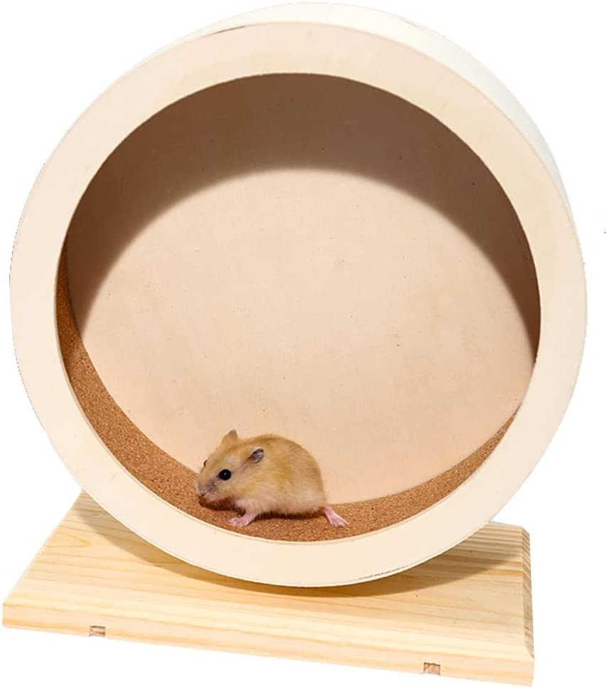 Antiai Hamster Wooden Silent Wheel, 9.8 Inch Small Animal Exercise Wheel Accessories, Quiet Spinner Hamster Running Wheels Prevent Depression Toys for Hamsters, Gerbils, Mice and Other Small Pets（L） image number 3