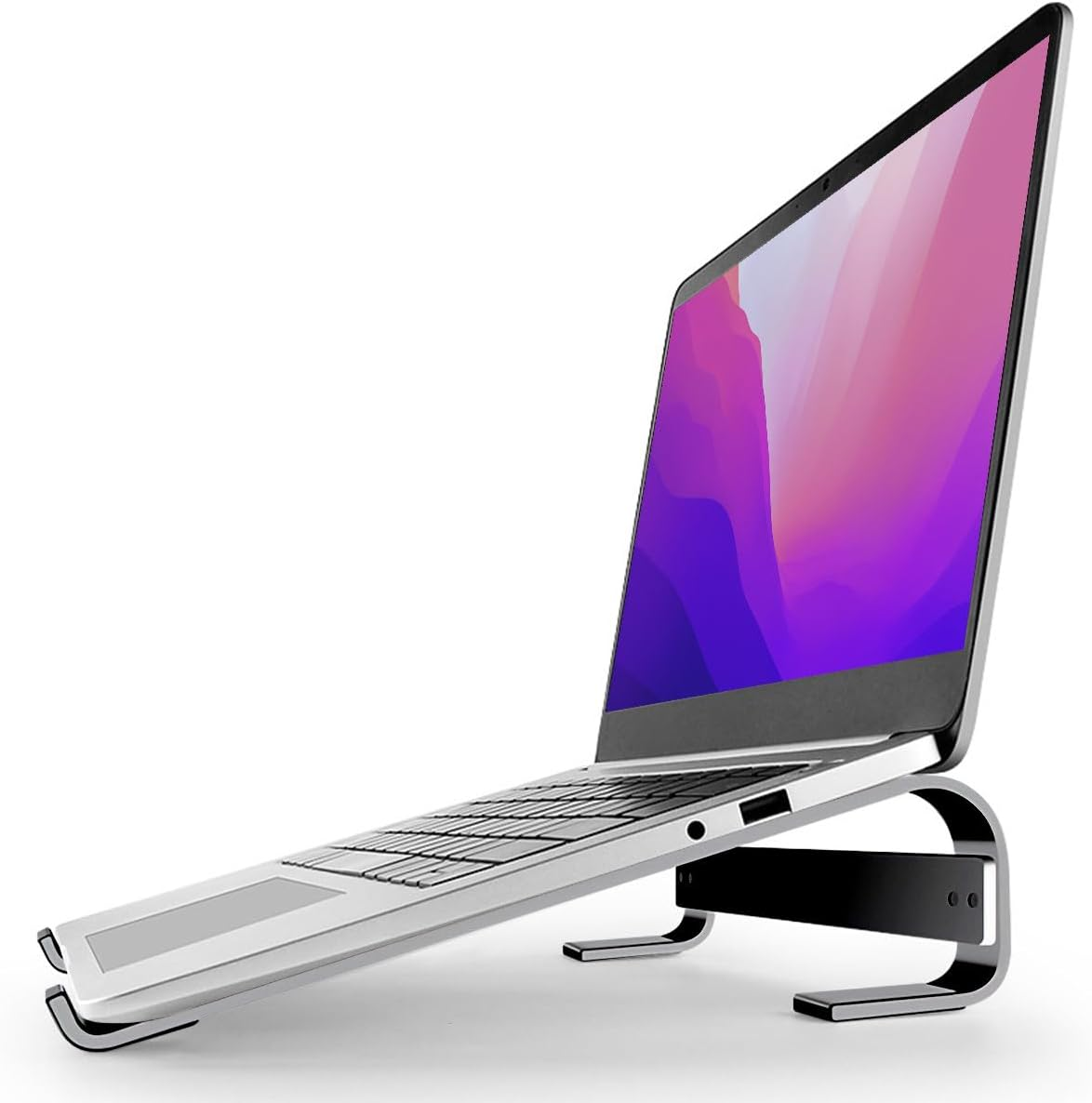 MMOBIEL Laptop Stand - Riser 10 to 18 Inches - Ventilated Laptop Holder Universal - Stand for Desk Compatible with Macbook, Notebook, ASUS and More - Incl. Tools - Aluminum