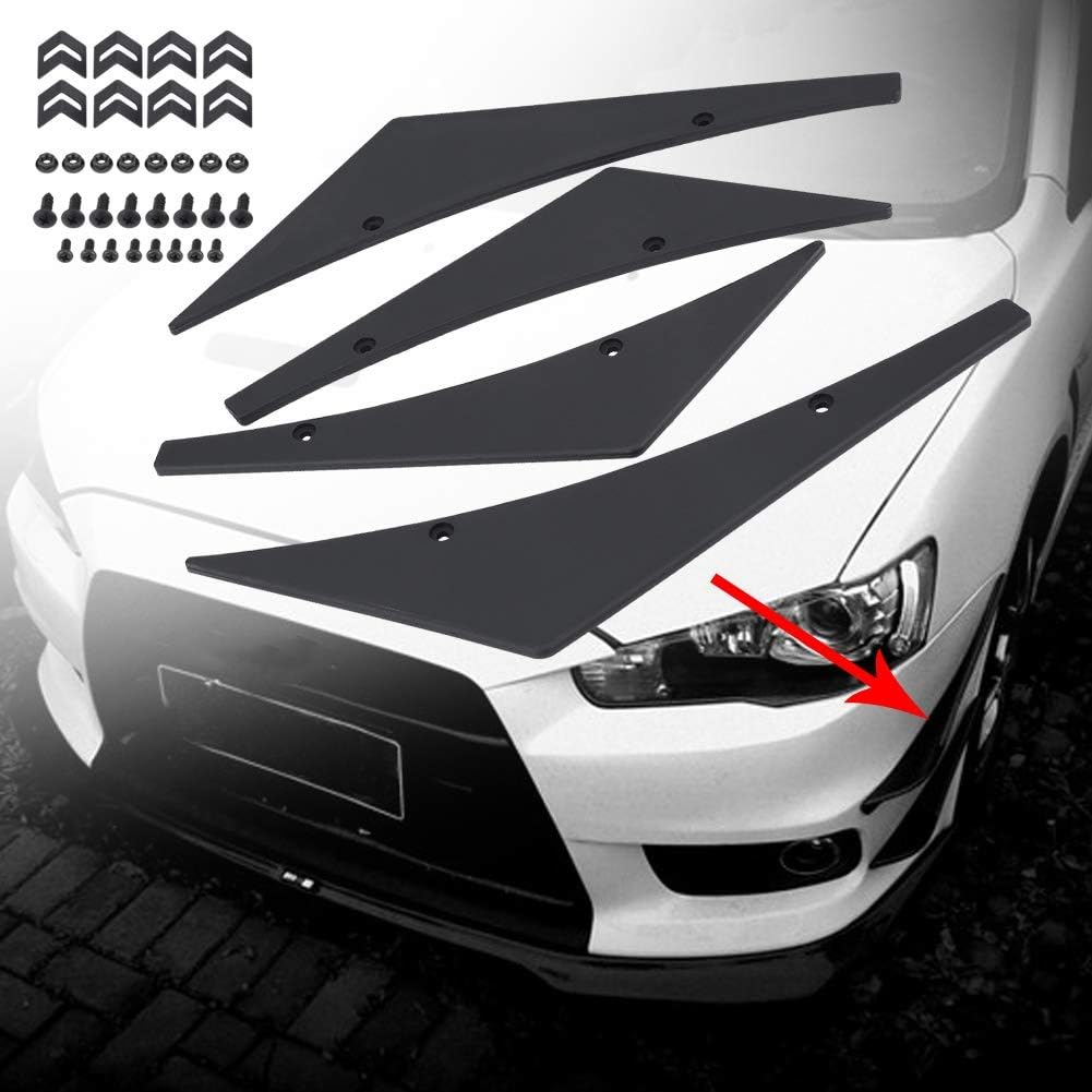 4Pcs Universal Car Front Bumper Lip Splitter Fins Canards Body Spoiler &ndash; Premium Quality and Stylish Upgrade (Black) image number 1