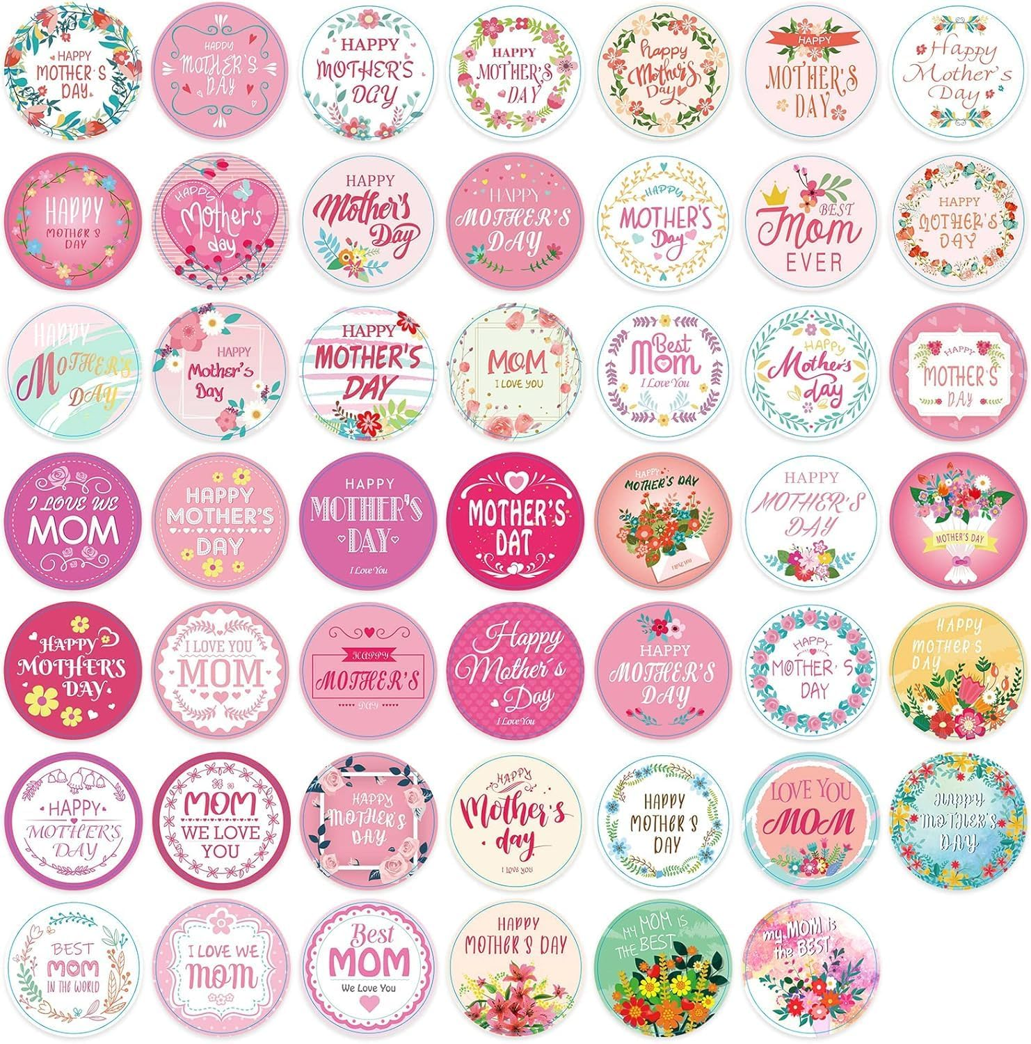 Mother'S Day Stickers,96Pcs Mom Tags Labels Bulk,16 Happy Mothers Day Stickers Sheets 2 Inch Large round Self-Adhesive Envelope Seals for Gift Wrap Present Box Tag Letter Card Decoration image number 6