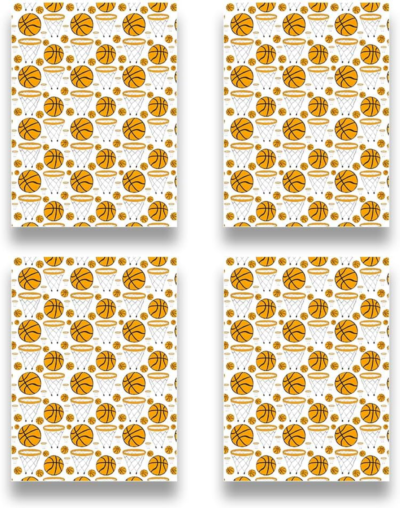 Basketball Wrapping Paper for Men Women, Large & Small Basketballs/Hoops Patterns on White Art Paper - Sports Theme Design for Basketball Player Kids Boys Girls Birthday Party Match Gift Wrap Paper image number 1