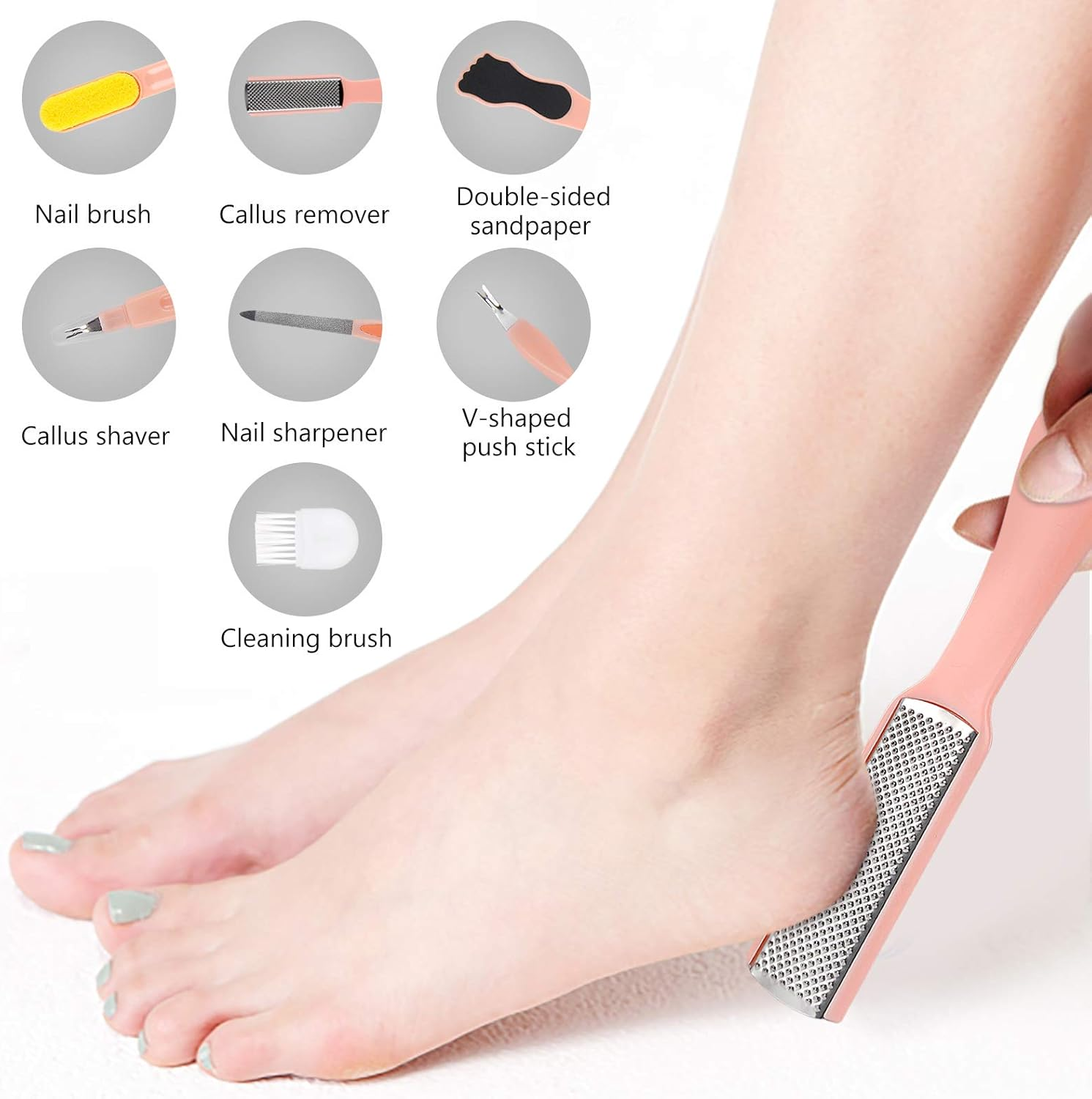 SIHOHAN Electric Callus Remover for Feet, 12 in 1 Pedicure Tools Kit, Rechargeable, Waterproof, 2 Speeds, 3 Roller Heads, Battery Display image number 6