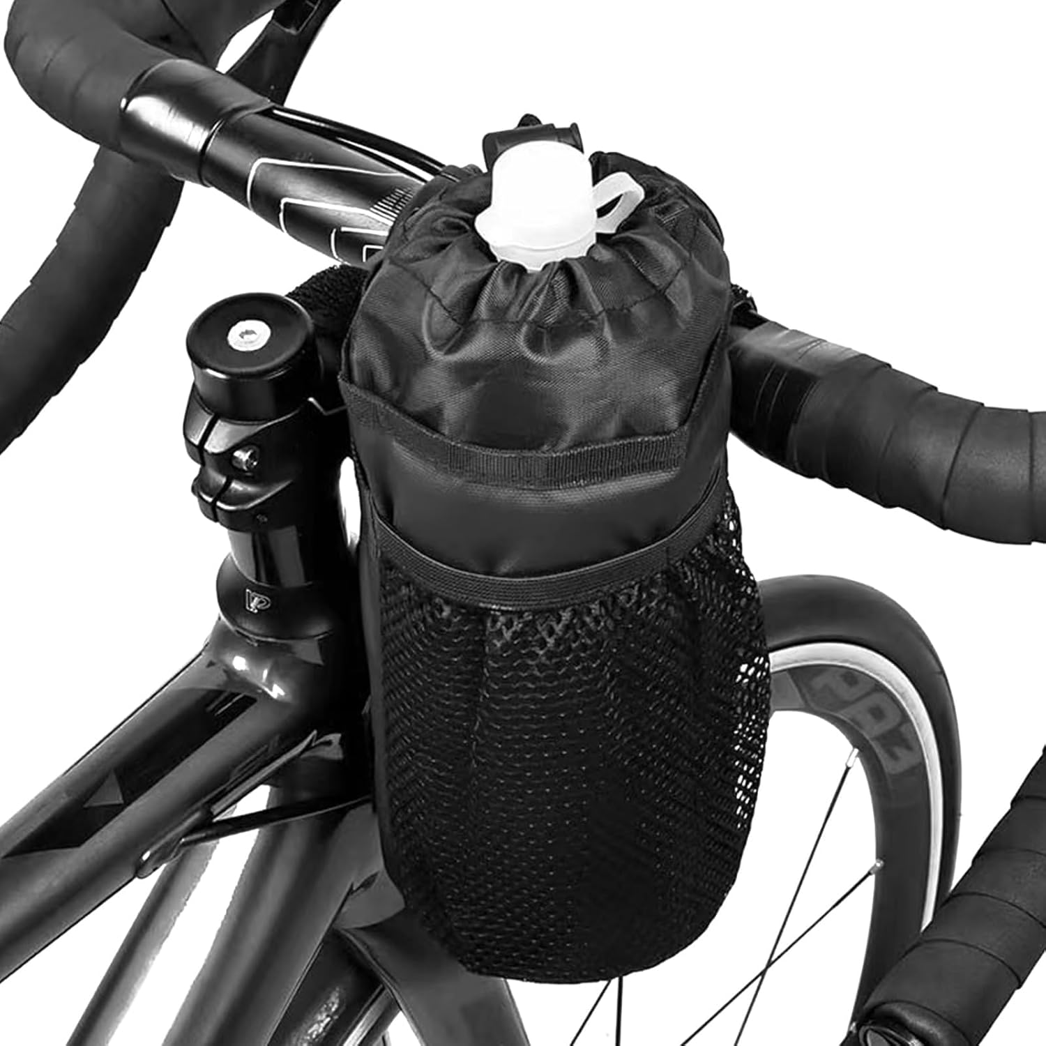 KOZTOL Bike Water Bottle Holder, Cup Holder for Bike, Universal Drink Holder Accessories with Net Pocket and Cord Lock, Water Bottle Holder for Kids, Mountain, Cruiser, Road Bikes(Black) image number 1
