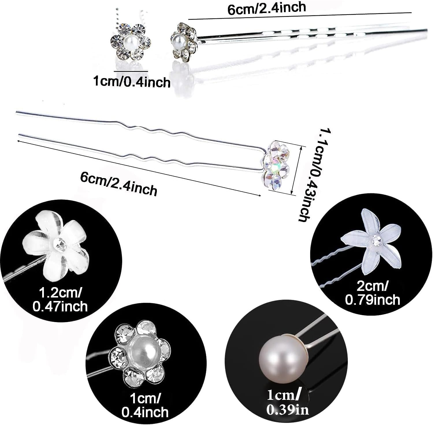 Pearl Hair Pins Set, Wedding Bridal U Shaped Flower Pins Hair Clips for Women Girls Brides, Bridesmaids, Girls Hair Style Prom Party, Jewelry Boho Vintage Hair Piece (20Pcs White)