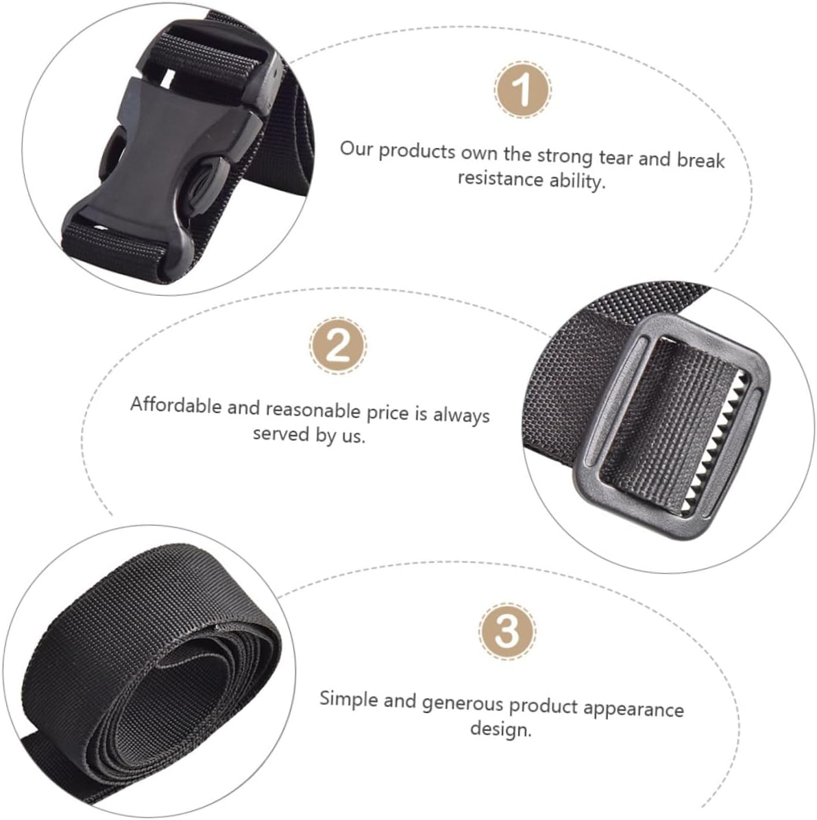 COLLBATH 3Sets Sturdy Lashing Straps for Luggage Luggage Strap Ratchet Outdoor Belt Travel Safety Accessories 4Pcs*3 image number 2