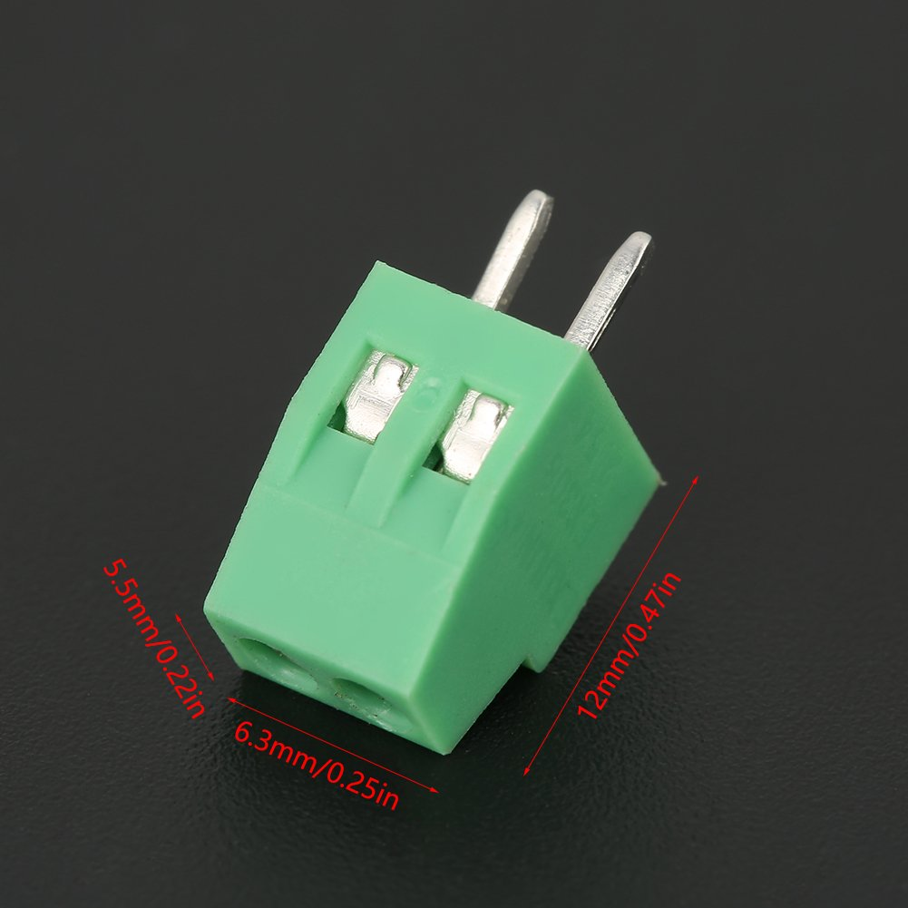 Terminal Block Connector 50Pcs/Set 2 Pin 2.54Mm Pitch Green PCB Universal Screw Terminal Block Connector
