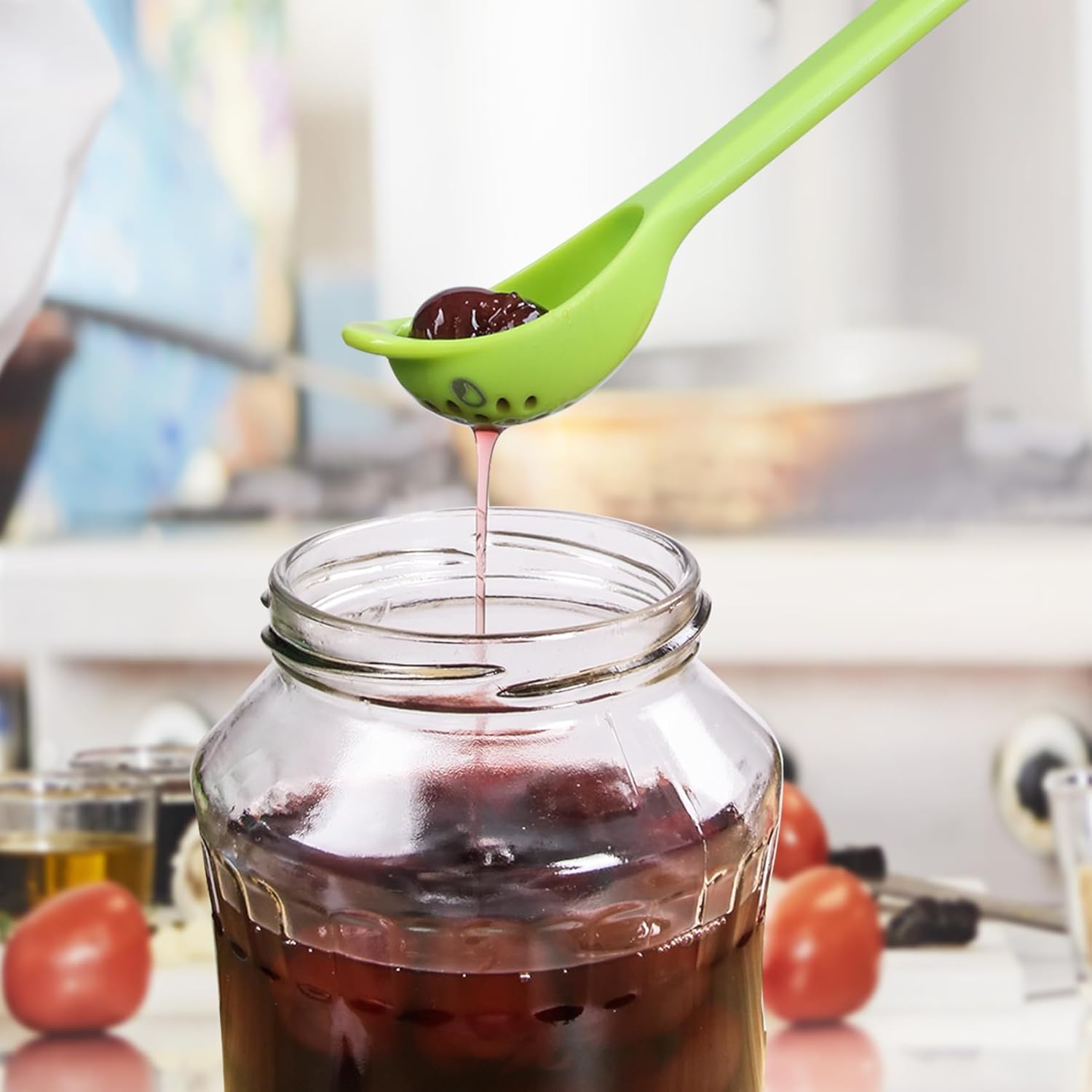 Pickle Forks 2 Pieces Olive Spoon, Pickle Picker Jar Spoon and Fork Set, for Kitchen Olives Cans, Onions, Cucumbers, Slotted Spoon image number 3