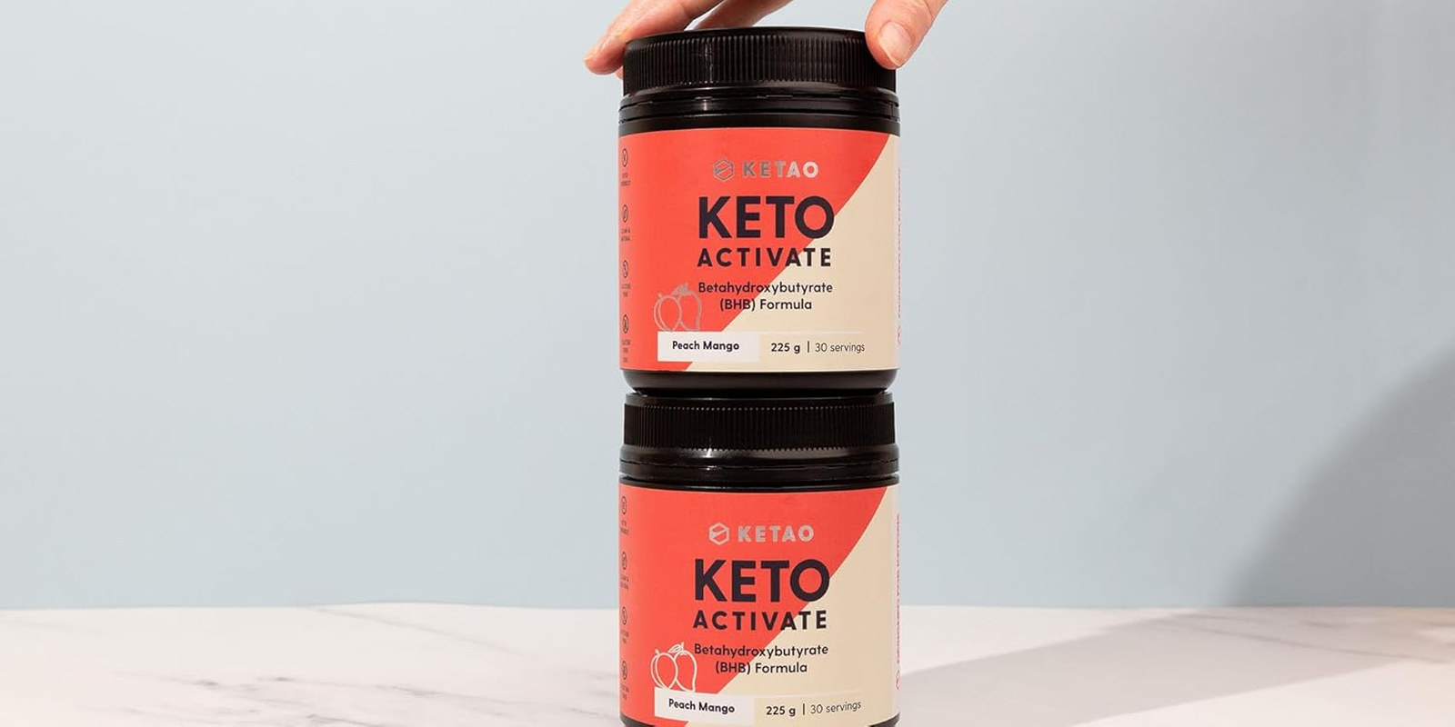 Ketao Keto Activate Powder 225G &ndash; Exogenous Ketones + Yerba Mate | Vegan Keto BHB Powder for Focus, Energy & Craving Control | Low Carb | Made in Australia | Peach Mango image number 3