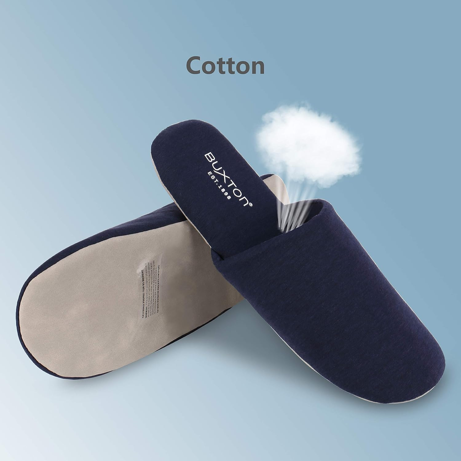 BUXTON EST. 1898 USA Cozy Lightweight and Foldable Travel Slippers for Womens and Mens(Unisex), Cotton Slippers with Mesh Bag-For Spa, Hotel, image number 6