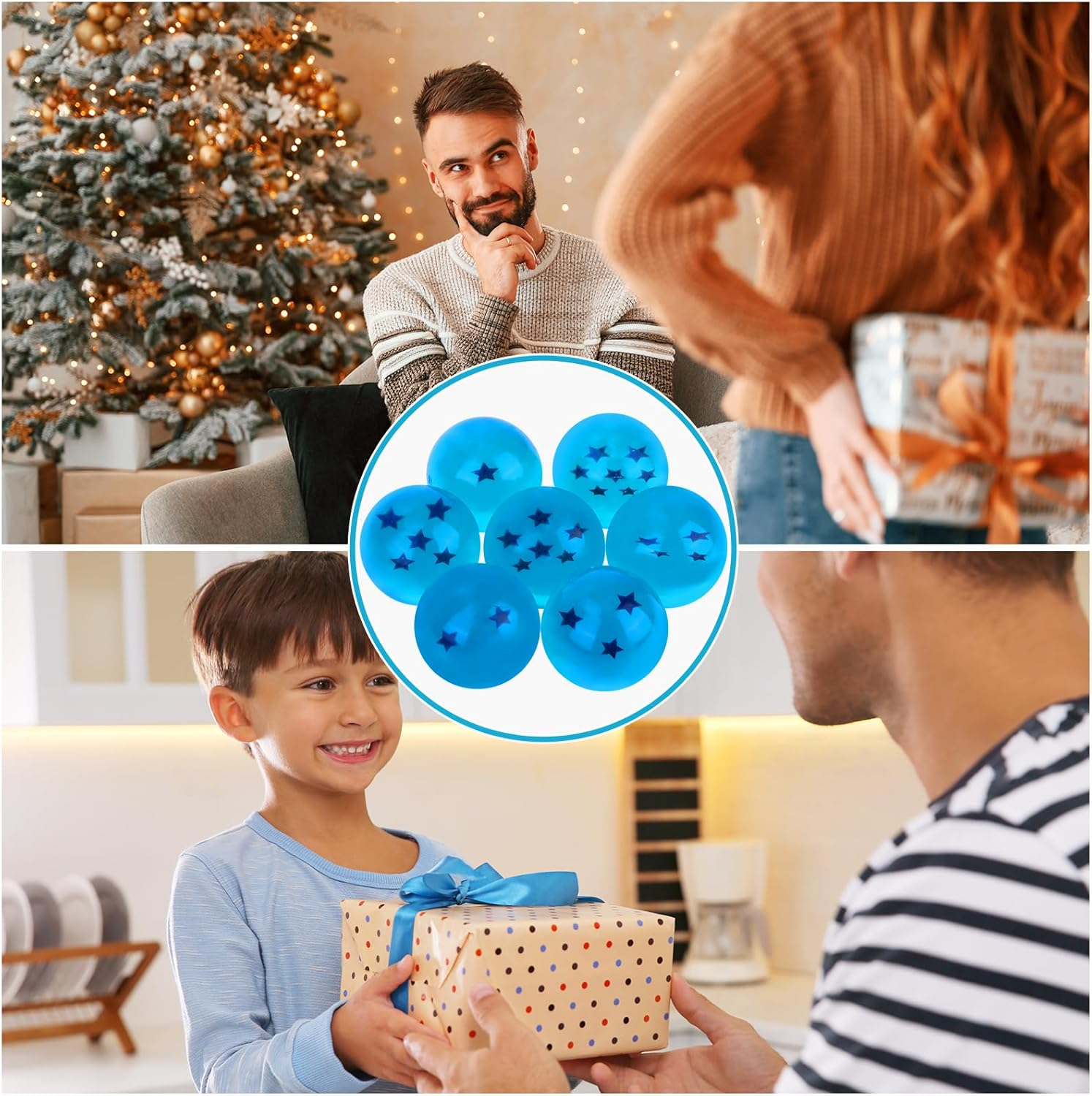 Ayfjovs 7PCS 45Mm Blue Dragon Large Bouncy Balls, Dragon 7 Stars Balls, DBZ Gift Set Birthday Party Game Balls image number 3