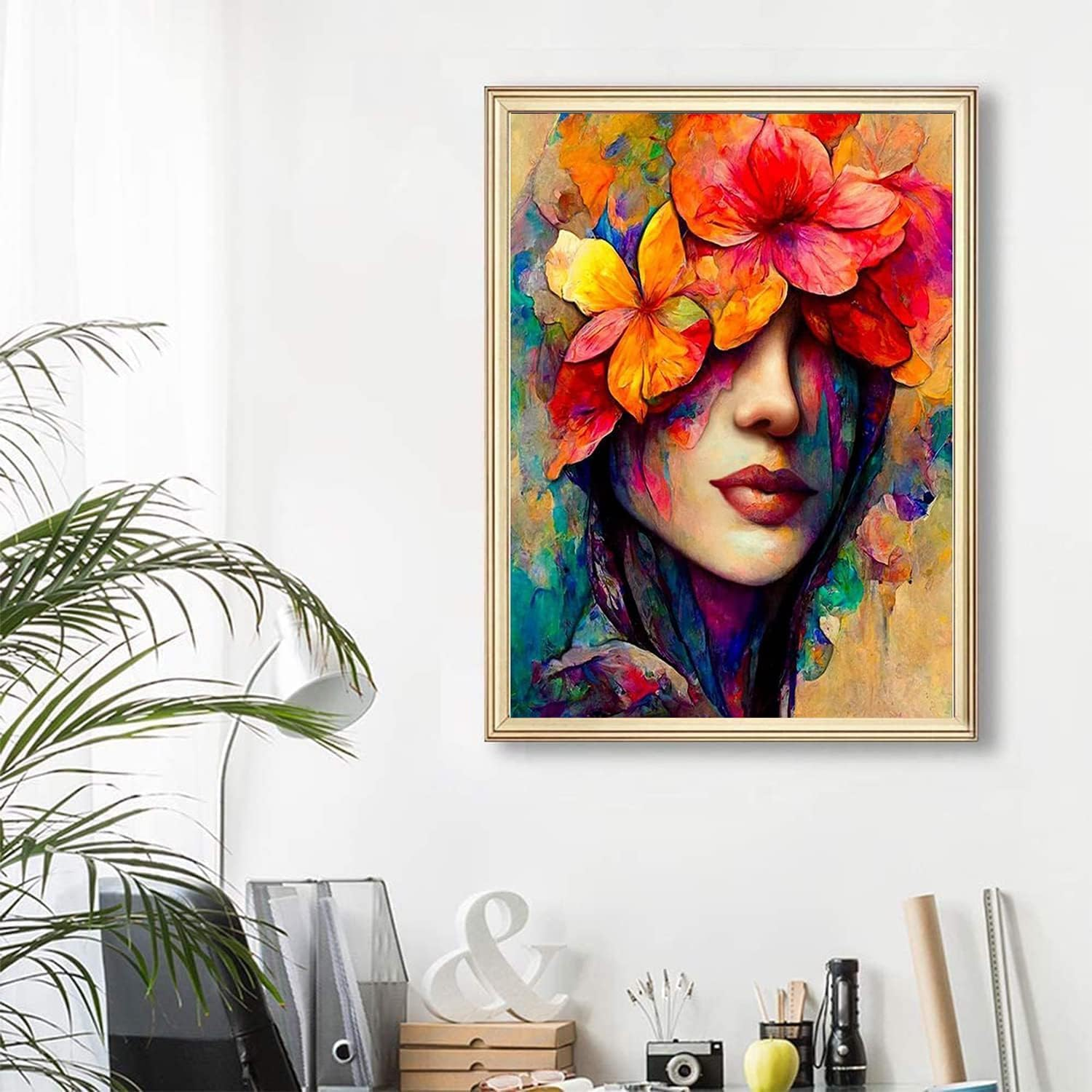 Paint by Number for Adults. DIY Girl Acrylic Painting Kit for Adults Beginner &ndash; 16&rdquo; X 20&rdquo;With 3 Brushes and Bright Colors image number 2