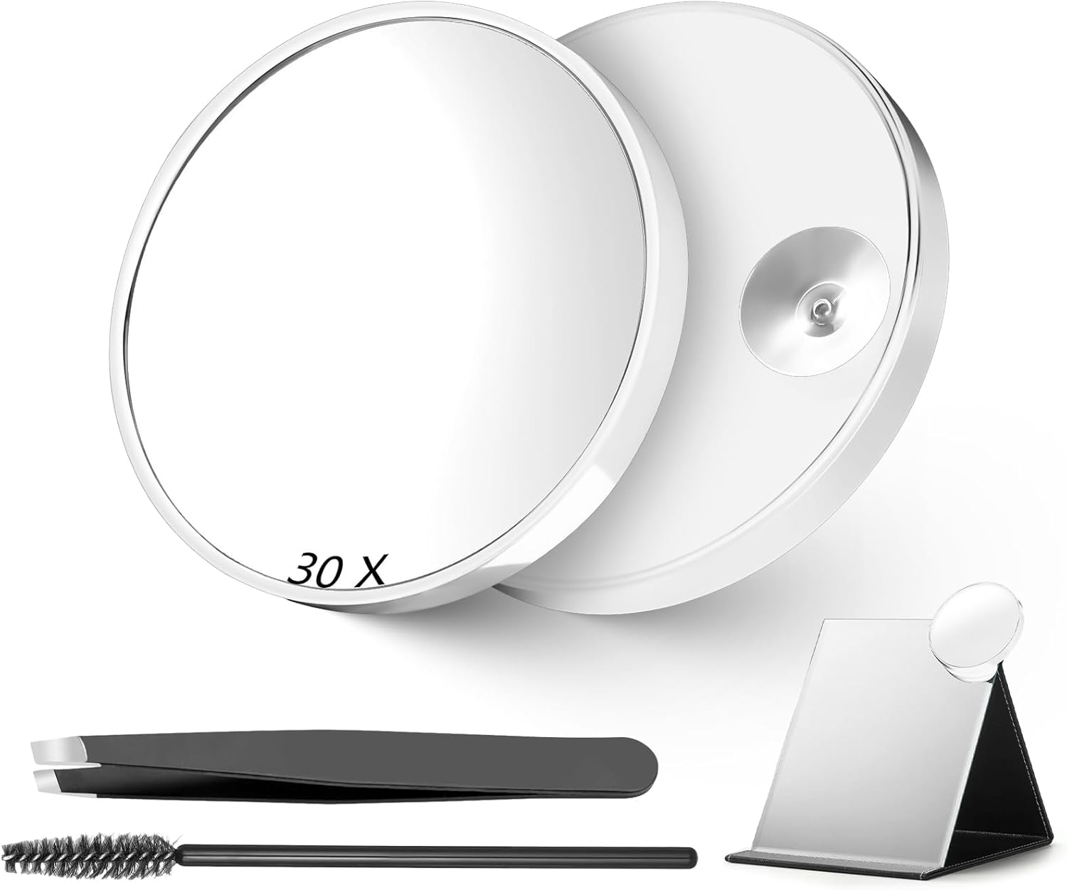 30X Magnifying Mirror, 3.4 Inch Magnifying Makeup Mirror, Travel Magnifying Mirror for Eyes Makeup, Eyebrow Tweezing, Shaving (White)