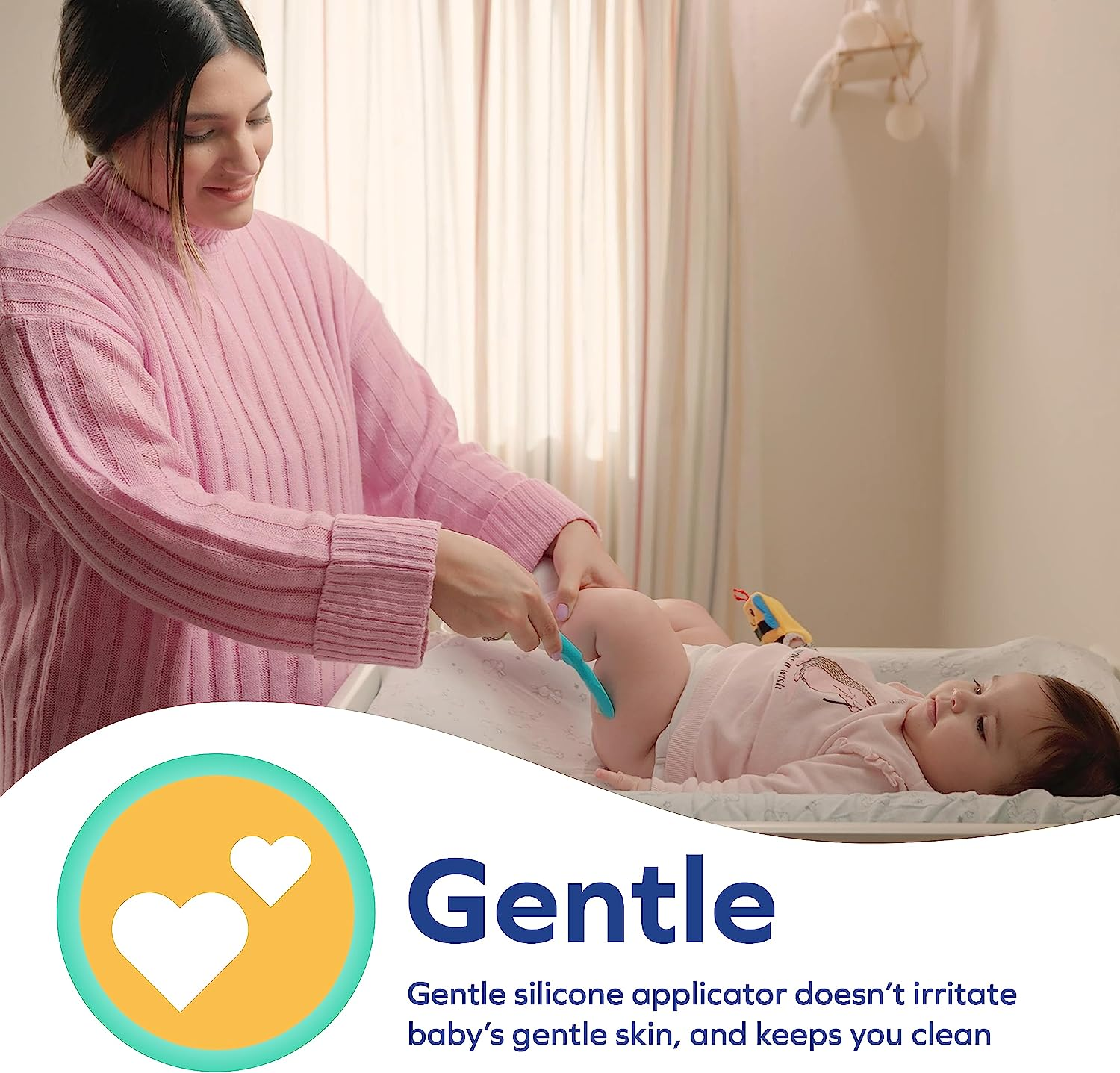 Nuby Diaper Cream Soft Silicone Brush with Suction Base & Hygienic Travel Case, Mini Size, Aqua image number 4