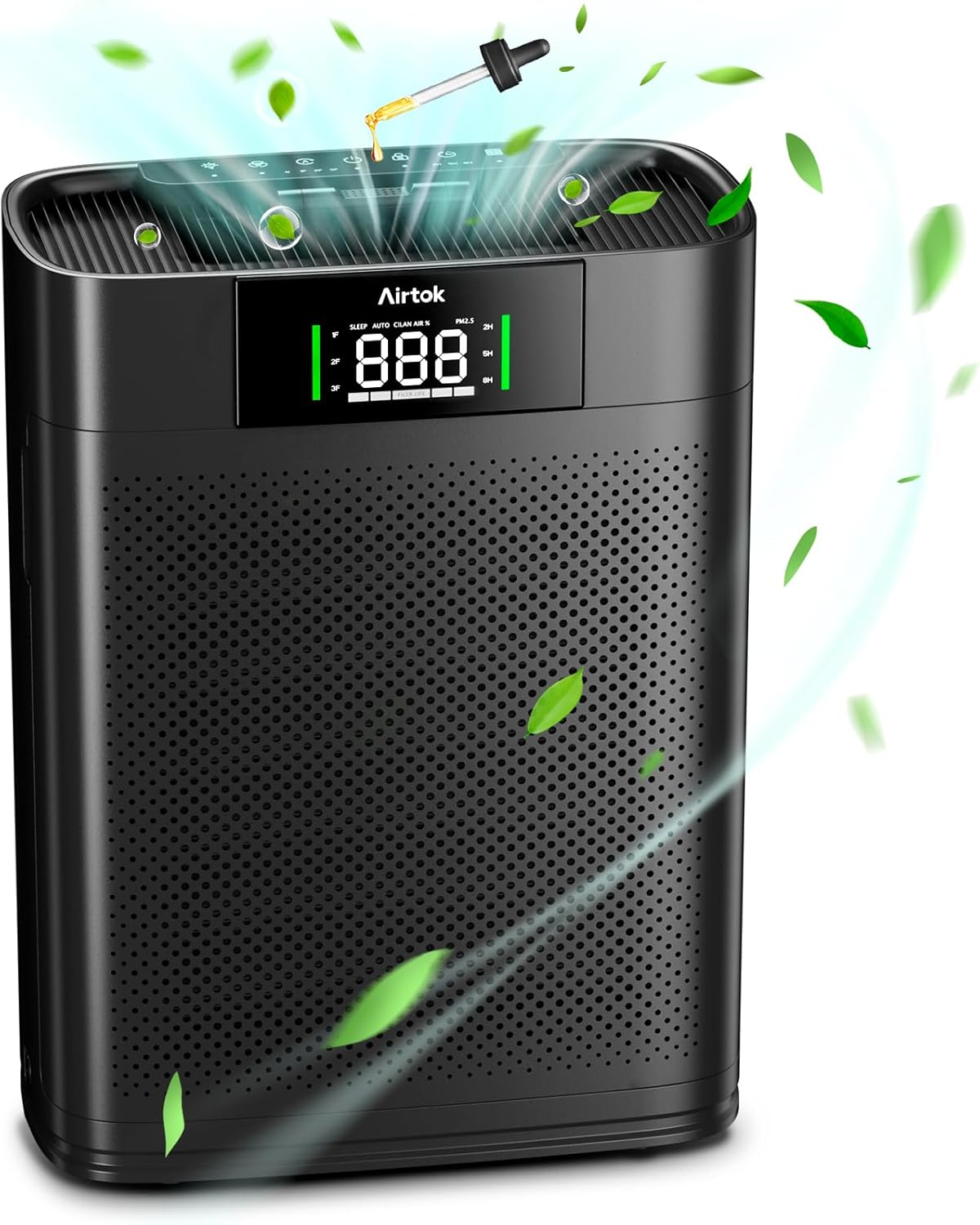 AIRTOK Air Purifiers for Home Large Room up to 1300 Ft&sup2; with Air Quality Monitor, HEPA Sleep Mode, Aromatherapy, Pet Air Purifier for Bedroom, Air Cleaner with 2X-Purification & 360&deg;Air Outlet AP2301 image number 1