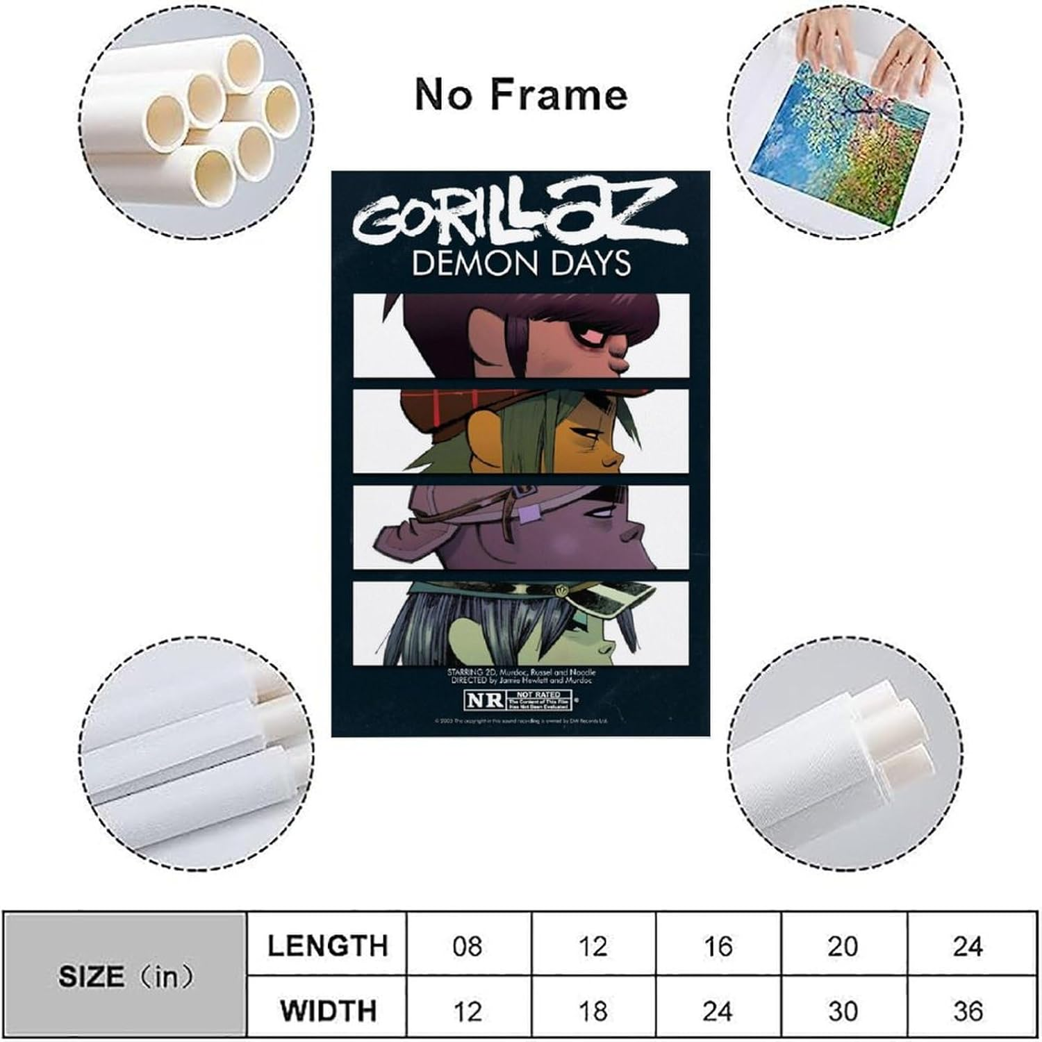 Gorillaz Poster Virtual Band Music Collage Cover Poster Canvas Painting Wall Art Picture Home Decor Print for Bedroom Living Room Dorm Study Bar Office 12X18Inch(30X45Cm)