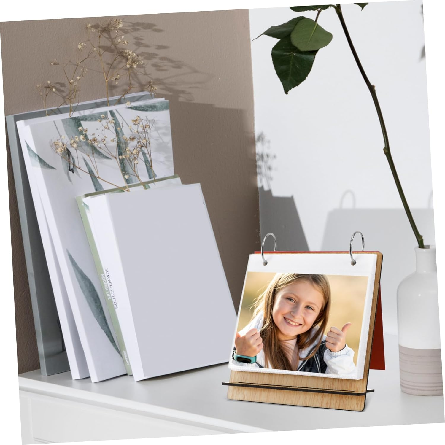 Generic Growth Memory Photo Album Compact Desk Photo Book with Pocket Inserts and Inner Pages for Parents to Document Journey