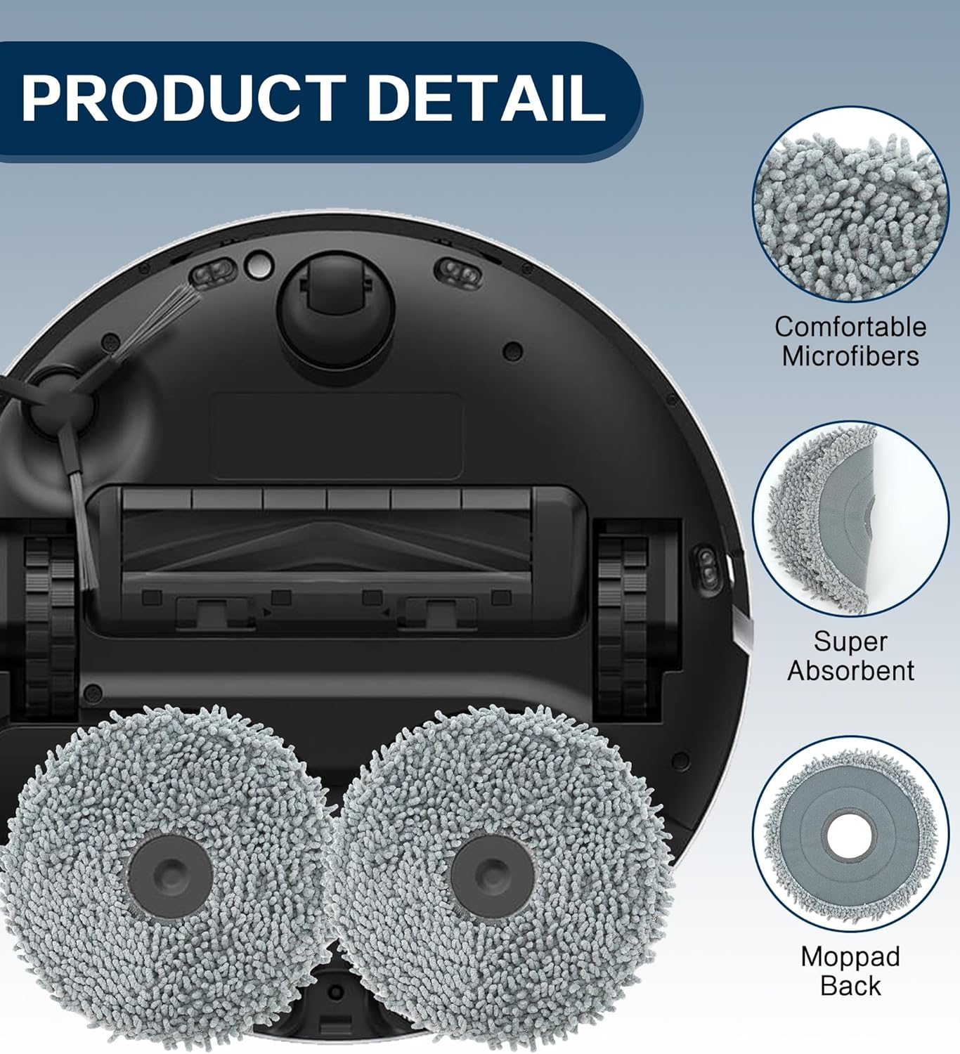 YBVABE 4Pack Mop Pads for Roborock Q Revo Curv, Q Revo, Qrevo Maxv, Q Revo L, Qrevo S, Qrevo Pro, Qrevo Slim,Q Revo Master Robot Vacuum Washable Microfiber Mopping Cloths Replacement Accessories image number 4