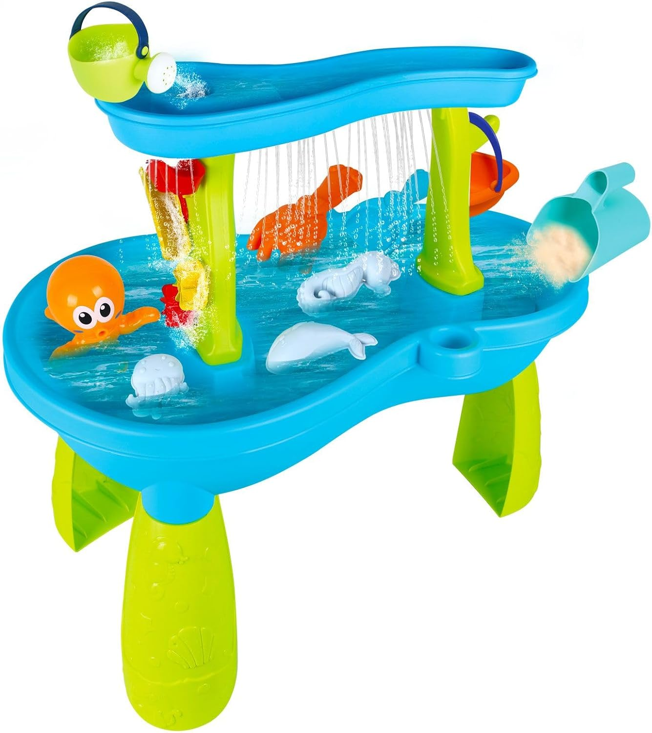 KIDBOT Sand and Water Table,2 Tier Pool Play Toys for Educational Beach Outdoor Activity Summer Backyard Kids Pretend Set image number 2