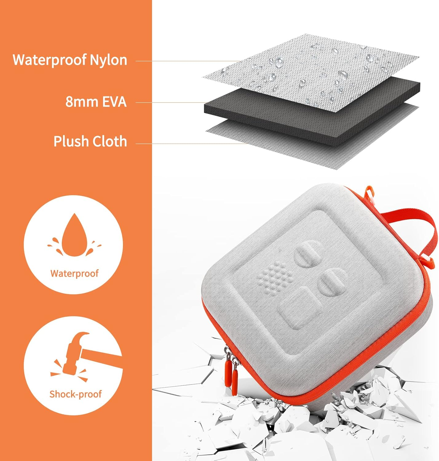 Hard Travel Case for Yoto Mini Portable Bluetooth Audio Player, EVA Storage Bag with Carrying Strap for Story Player, Audio Card, Charging Cable (Large, Grey) image number 4