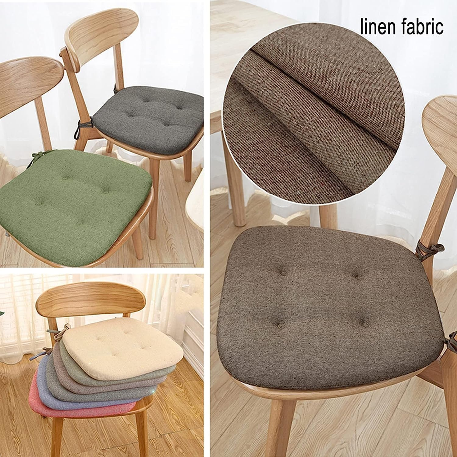 Cushion Kitchen Chair Cushions with Ties, Double Sided Chair Pads for Dining Room, U Shaped Non-Slip Seat Cushions, 2/4/6 Pack (Color : Black and Gray, Size : 6 Pack) image number 2