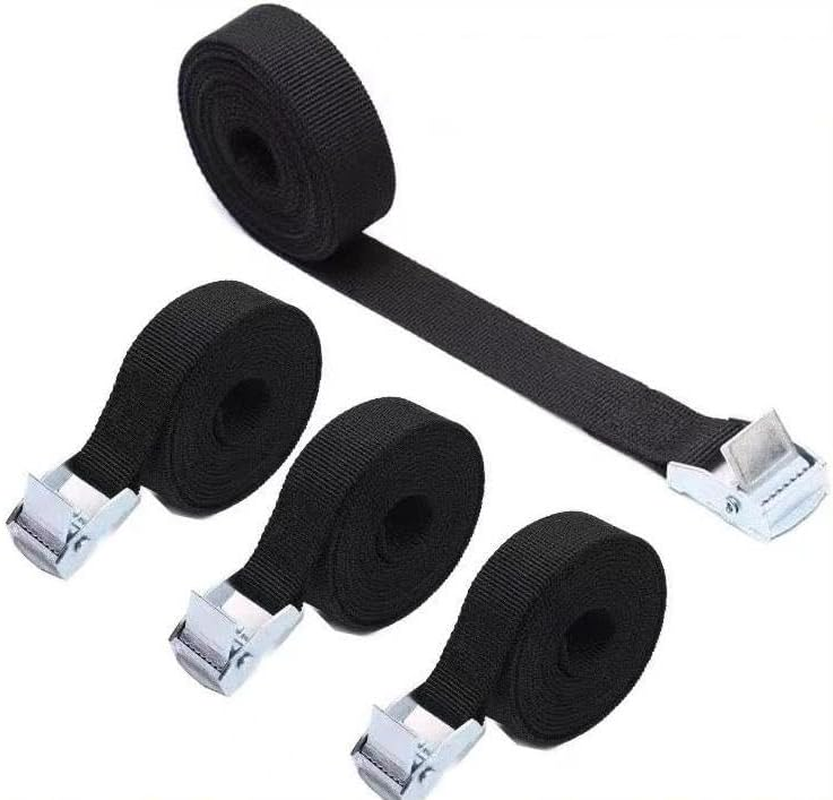 Cam Buckle Straps Powersports Tie-Downs Lashing Straps, for Securing Cargo, Luggage, Motorcycles, Kayak(Black, 2.5CM*60CM) image number 3