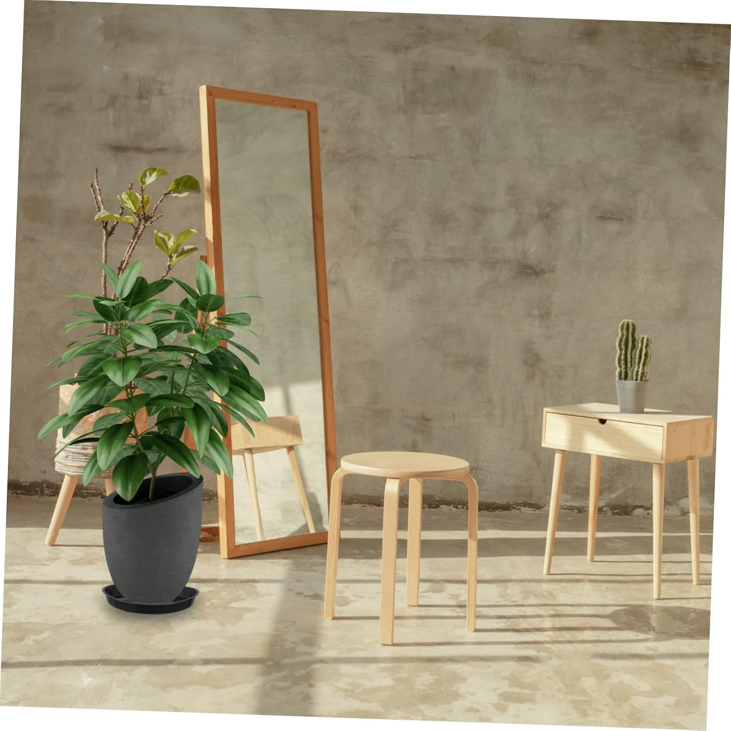 BEBEMOKO 10 Pcs Black Plastic Bonsai Trays and Flowerpot Pallets for Indoor Gardening with Drip-Resistant Planter Base Suitable for Household Potted Plants and Balcony Use image number 6