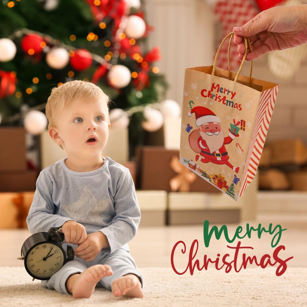 Diffygo Small Brown Gift Bag 24 Pack Kraft Paper Christmas Bags for Gifts with Handles (Mixed Combination 1, Small-8.26 * 5.9 * 3.1 Inch) image number 3