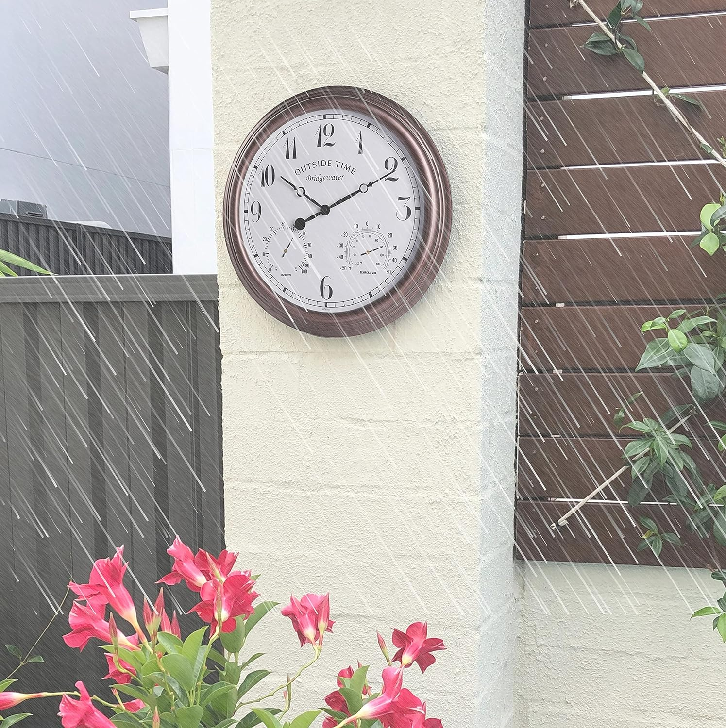 Outside Time Bridgewater Outdoor Wall Clock, 38Cm, Weatherproof, Thermometer and Hygrometer, Brown for Outdoor, Patio, Home or Garden D&eacute;cor (OT BR01) image number 3