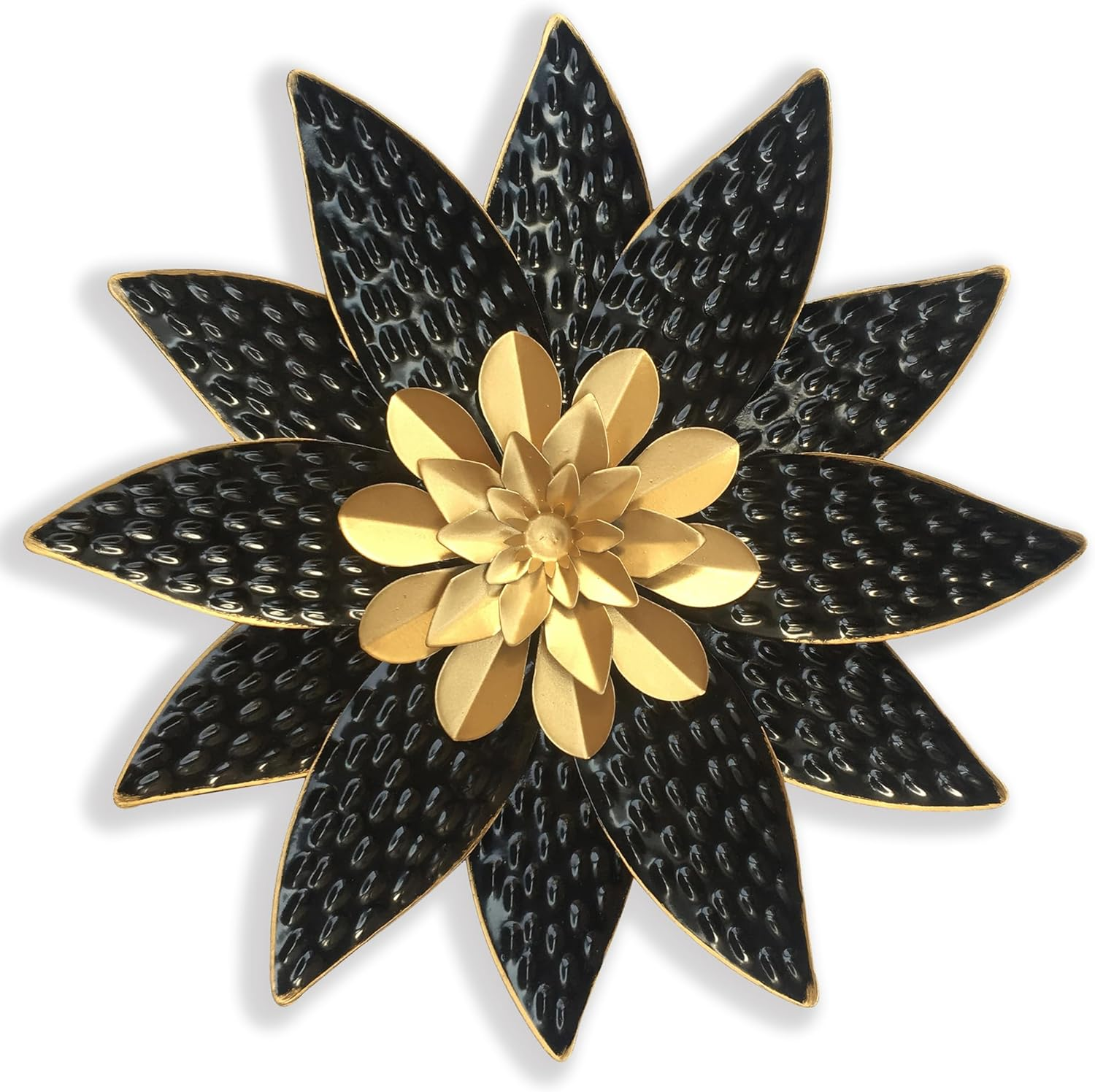 Metal Flower Wall Art Decor,10" Rustic Modern Antique Floral Sculpture, Distressed Iron Wall Hanging Home Decoration Accent Artworks for Indoor Kitchen Bedroom Living Office Outdoor Garden Patio