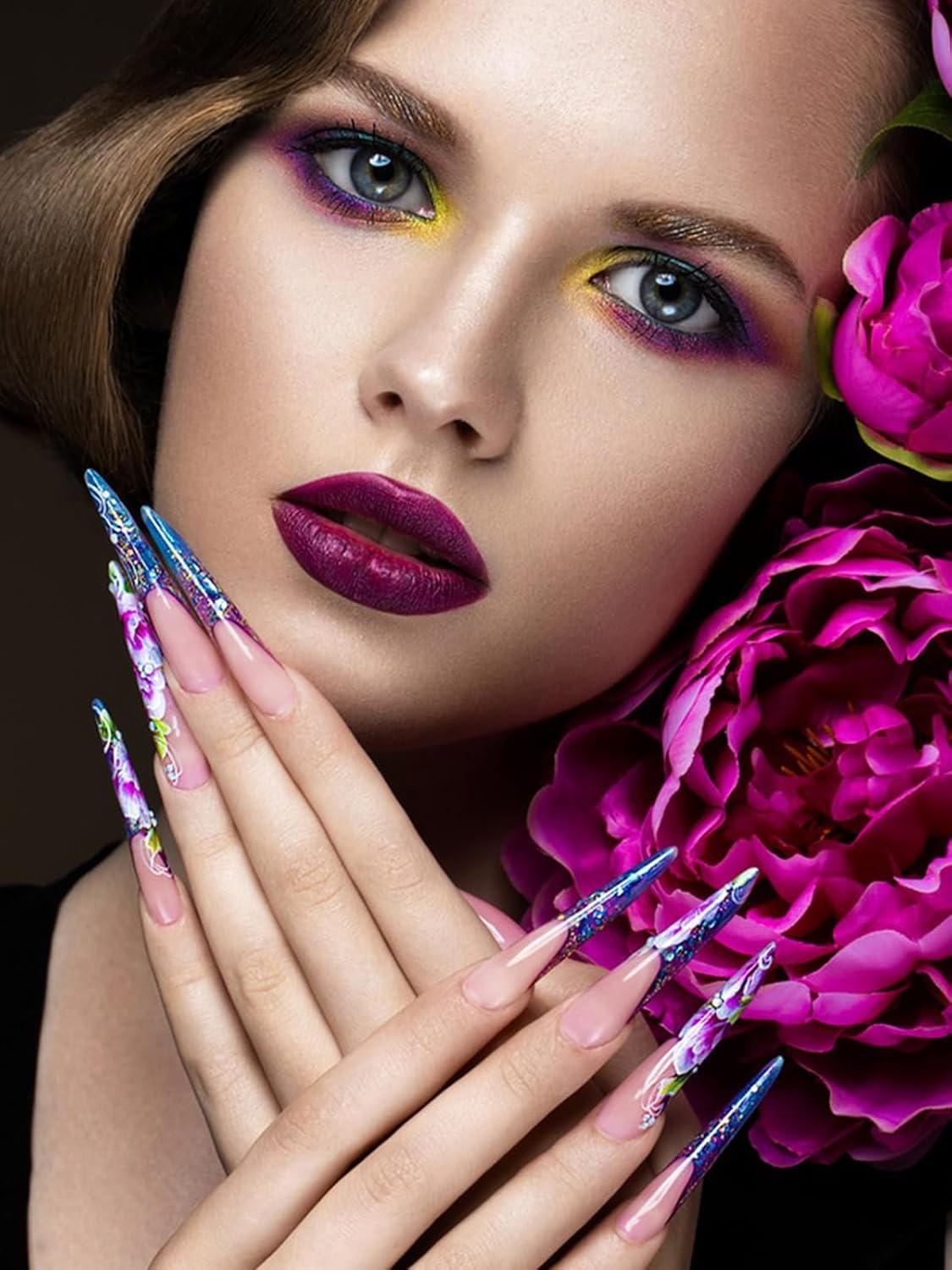 Nail Dual Forms for Poly Nail Gel EBANKU 120Pcs Stiletto Extension Gel Nail Molds Clear Acrylic Nail Tips, Full Cover Reusable Nail Forms for Builder Nail Gel Nail Art Design Salon&Diy