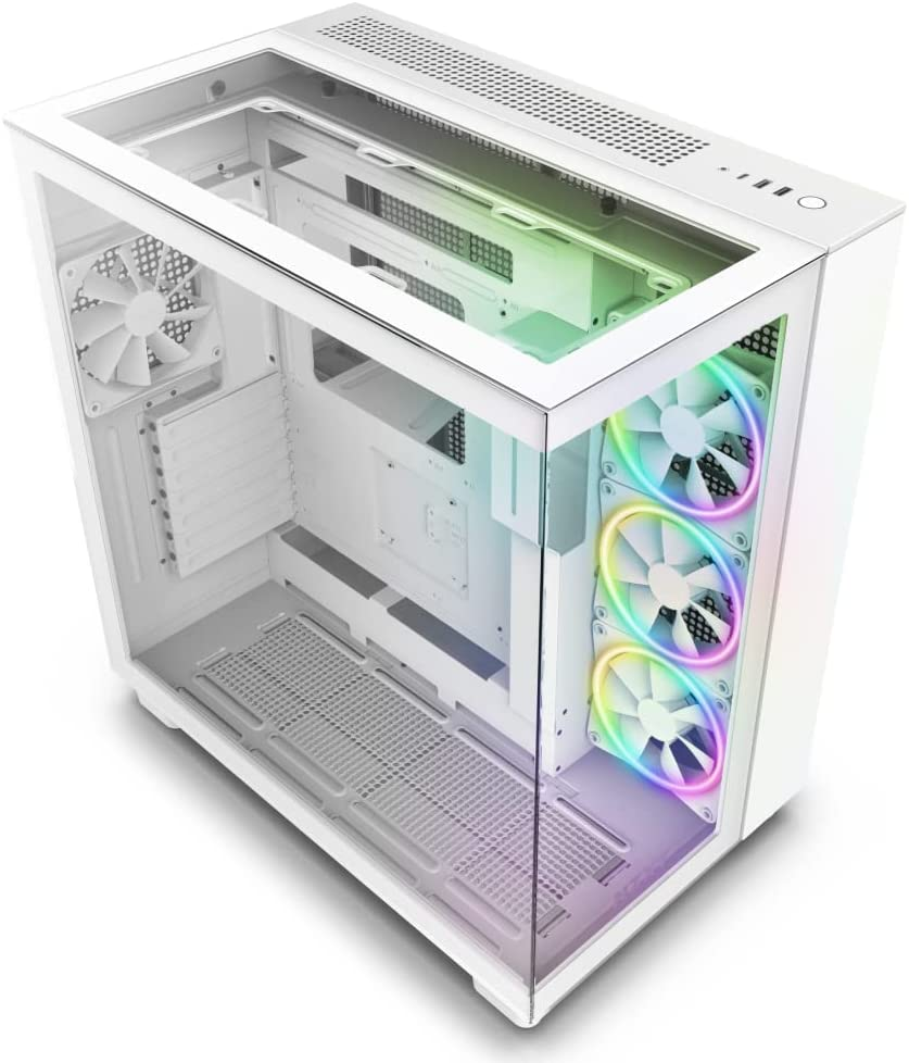 NZXT H9 Elite CM-H91EW-01 Dual-Chamber ATX Mid-Tower PC Gaming Case Includes 3 X 120Mm F120 RGB Duo Fans with Controller Glass Front, Top & Side Panels 360Mm Radiator Support White image number 3